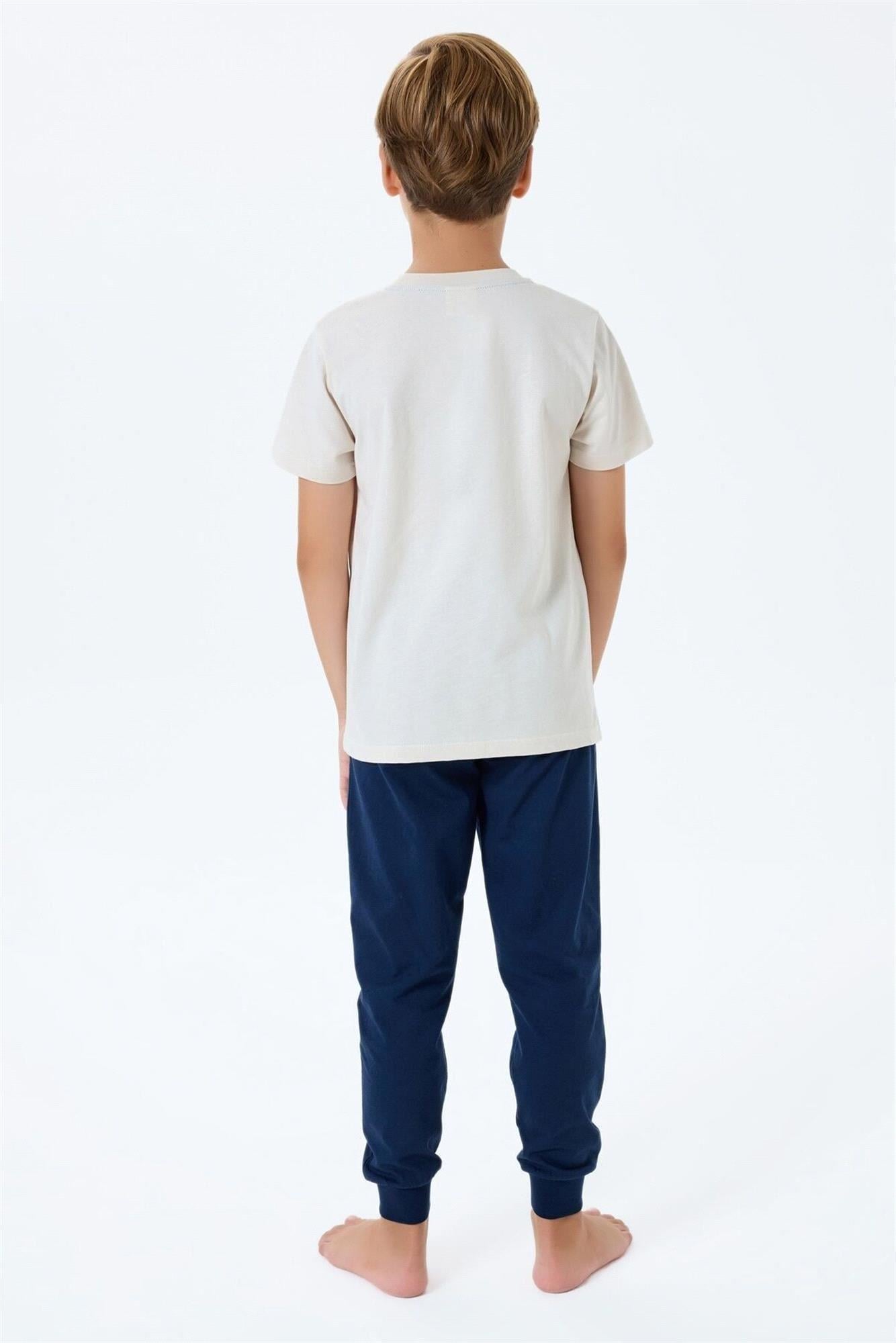 U.S. Polo Assn. Erkek Çocuk Pijama Takımı Bej US2422-G