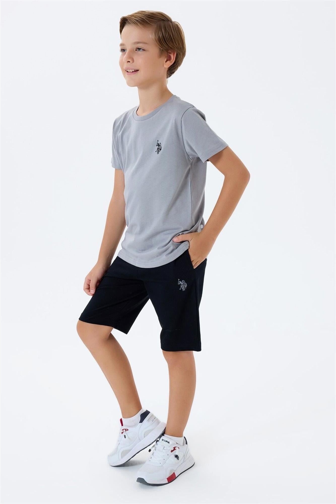 U.S. Polo Assn. Erkek Çocuk Tişört Şort Takım Gri US2427-G