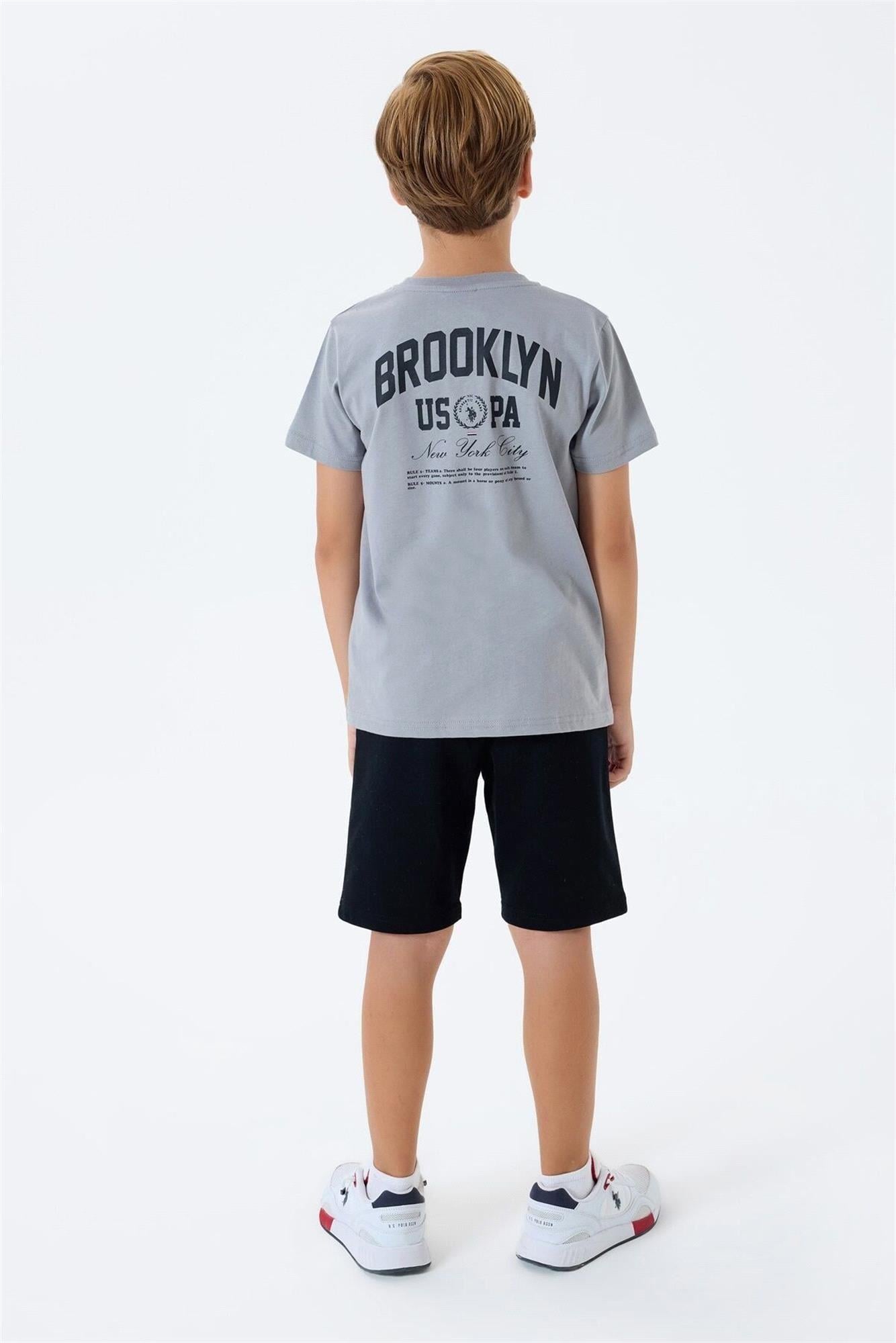 U.S. Polo Assn. Erkek Çocuk Tişört Şort Takım Gri US2427-G