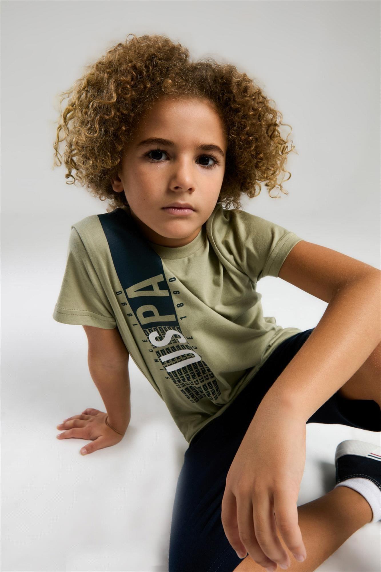 U.S. Polo Assn. Erkek Çocuk Bermuda Tişört Şort Takım Yeşil US2028-4