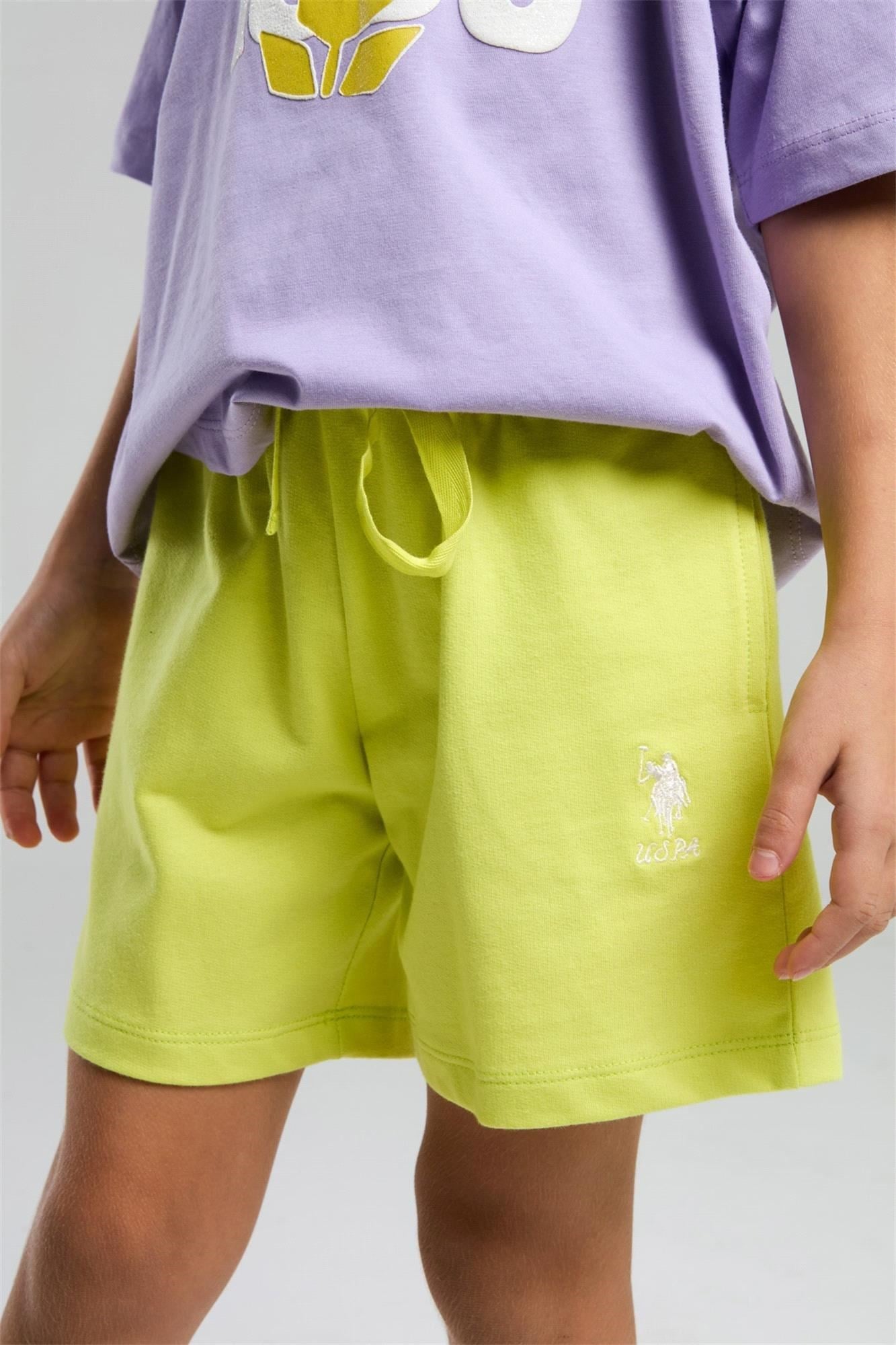 U.S. Polo Assn. Kız Çocuk Tişört Şort Takım Lila US2096-4