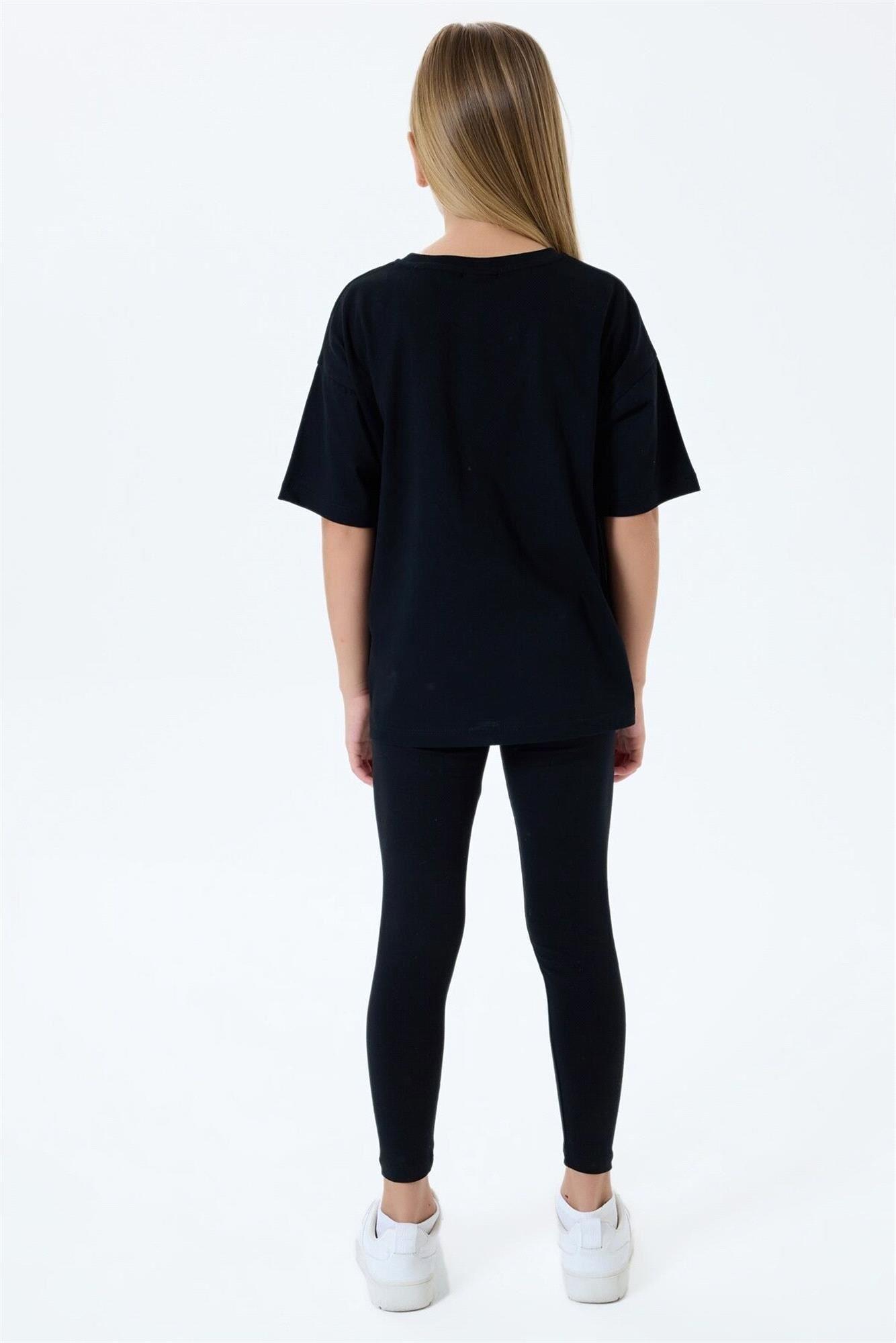 U.S. Polo Assn. Kız Çocuk Tişört Tayt Takım Siyah US2523-4