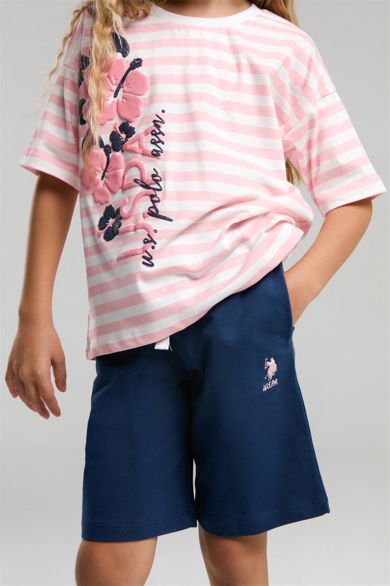 U.S. Polo Assn. Kız Çocuk Bermuda Takım Somon US2074-G