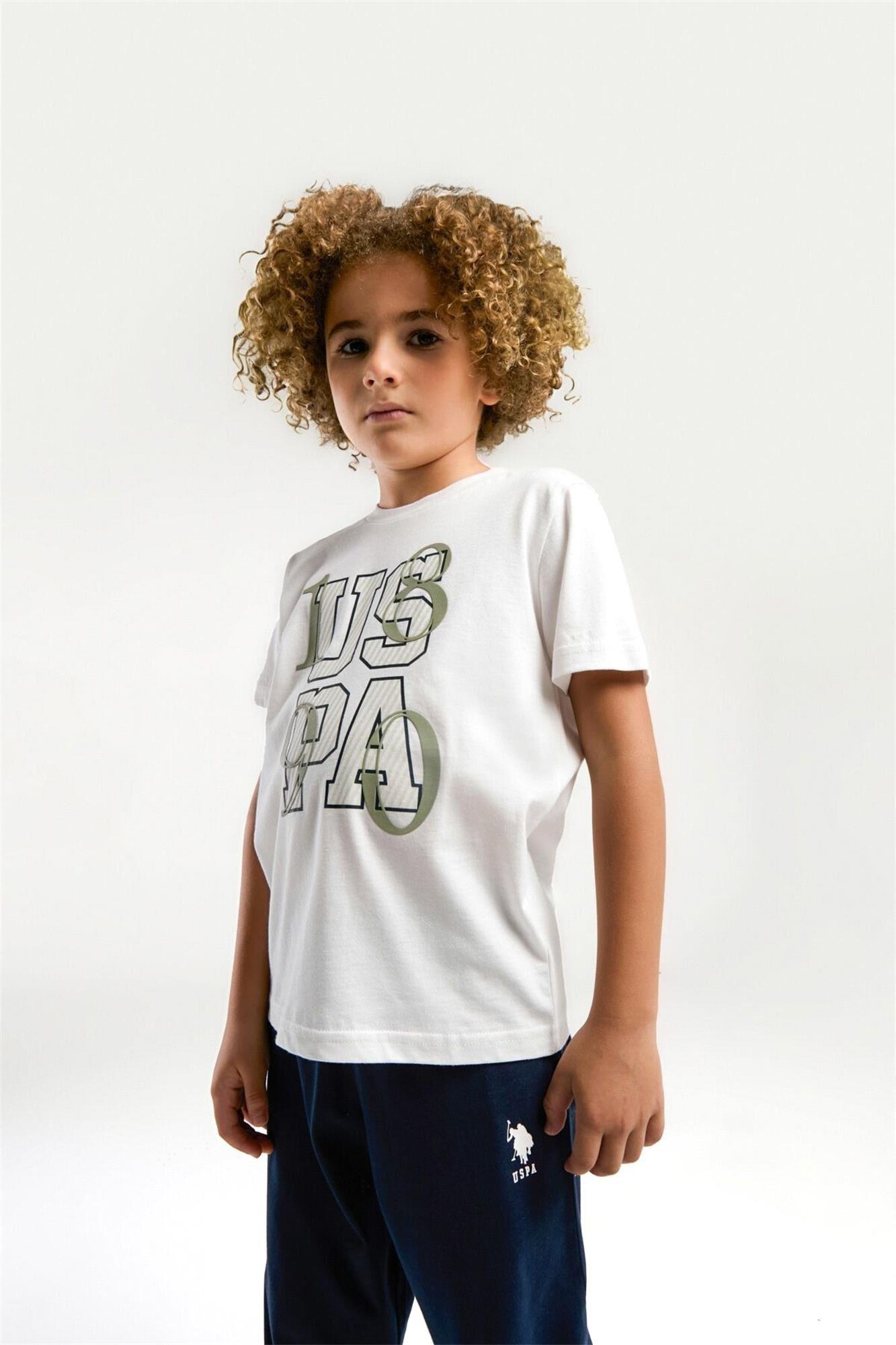 U.S. Polo Assn. Erkek Çocuk Pijama Takımı Beyaz US2029-G