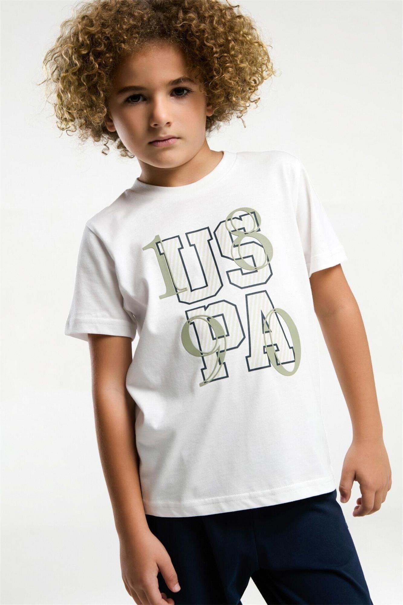 U.S. Polo Assn. Erkek Çocuk Pijama Takımı Beyaz US2029-G
