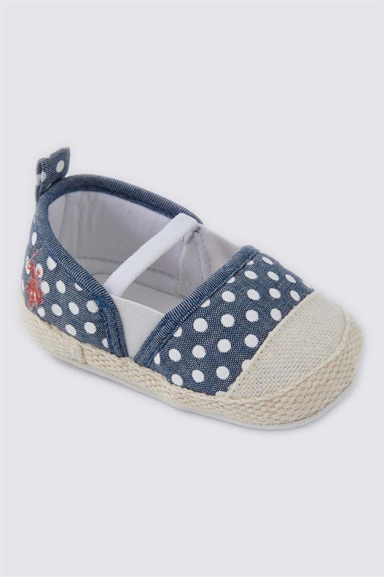 U.S. Polo Assn. Kız Bebek İlk Adım Babet Ayakkabı Puantiyeli Denim USB1307