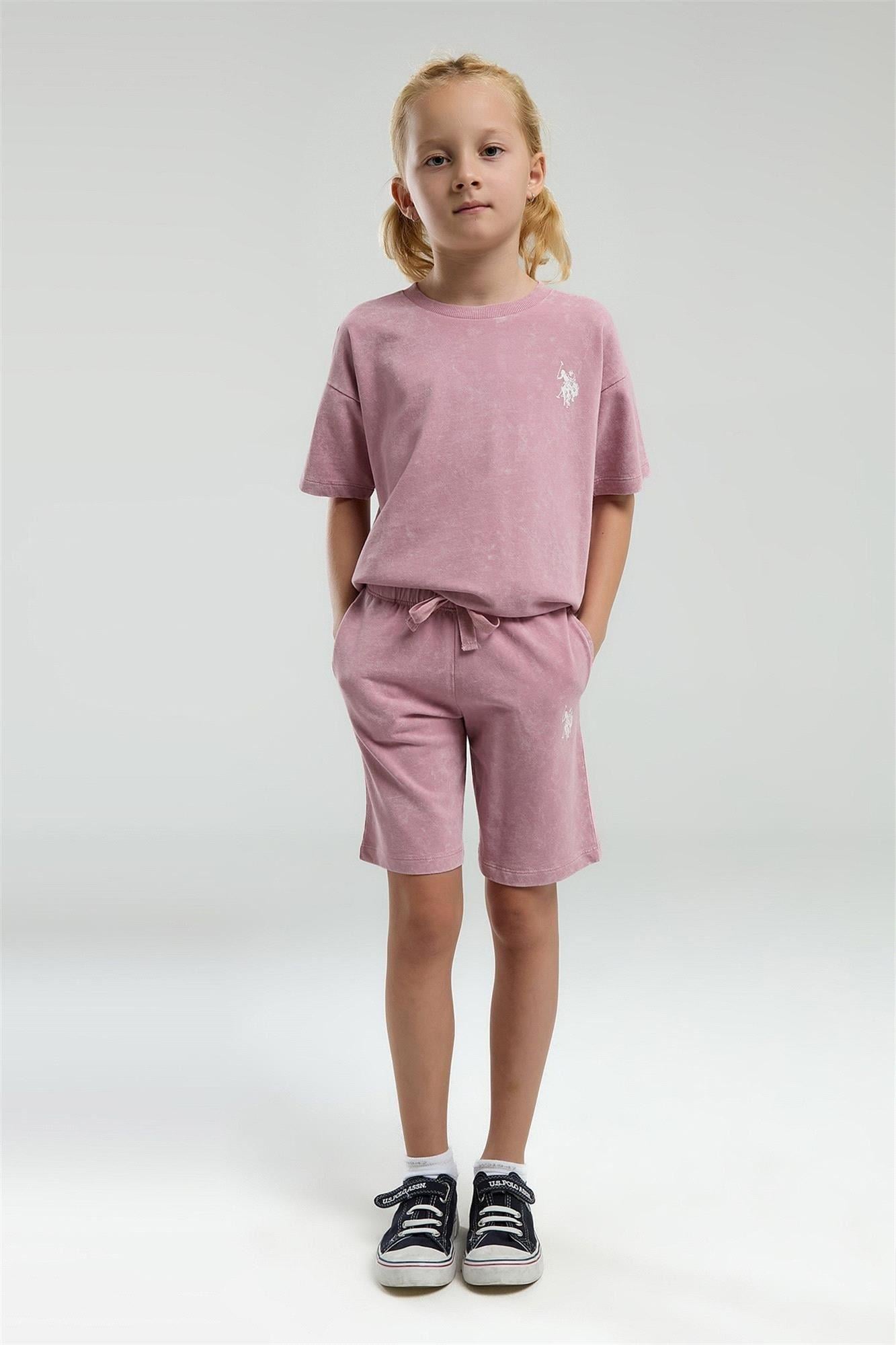 U.S. Polo Assn. Kız Çocuk Bermuda Takım Gül Kurusu US2089-4