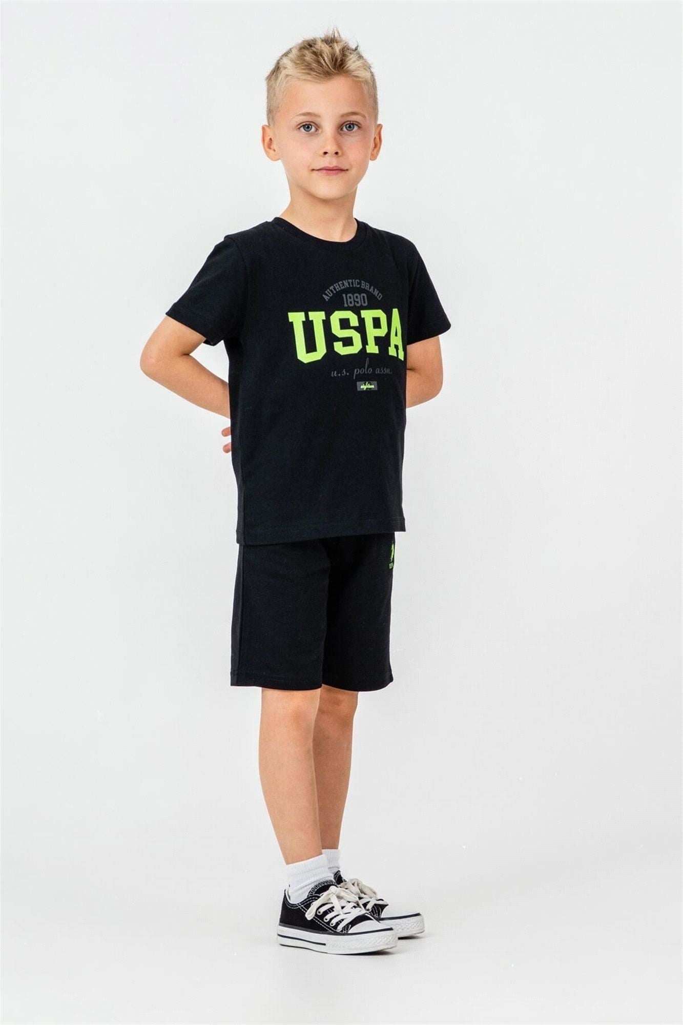 U.S. Polo Assn. Erkek Çocuk Tişört Şort Takım Siyah US2430-4