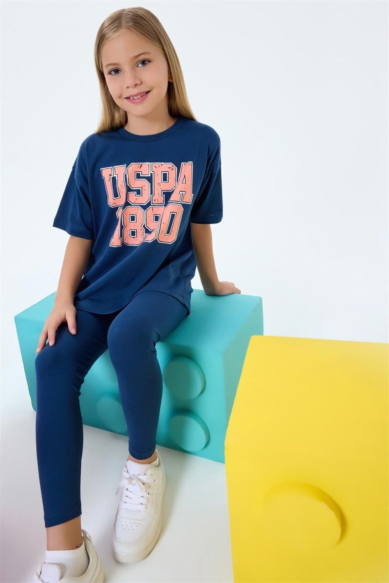 U.S. Polo Assn. Kız Çocuk Tişört Tayt Takım Koyu İndigo US2523-G