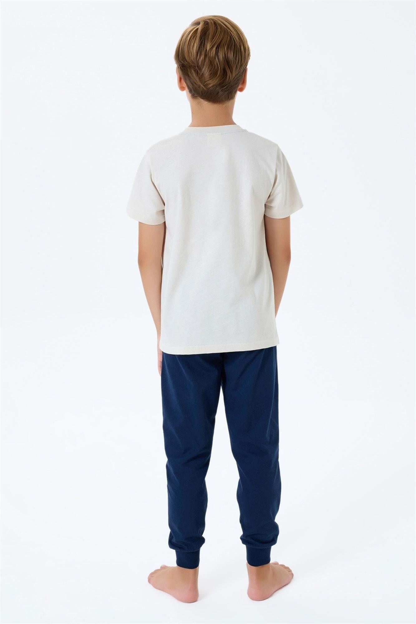 U.S. Polo Assn. Erkek Çocuk Pijama Takımı Bej US2422-4