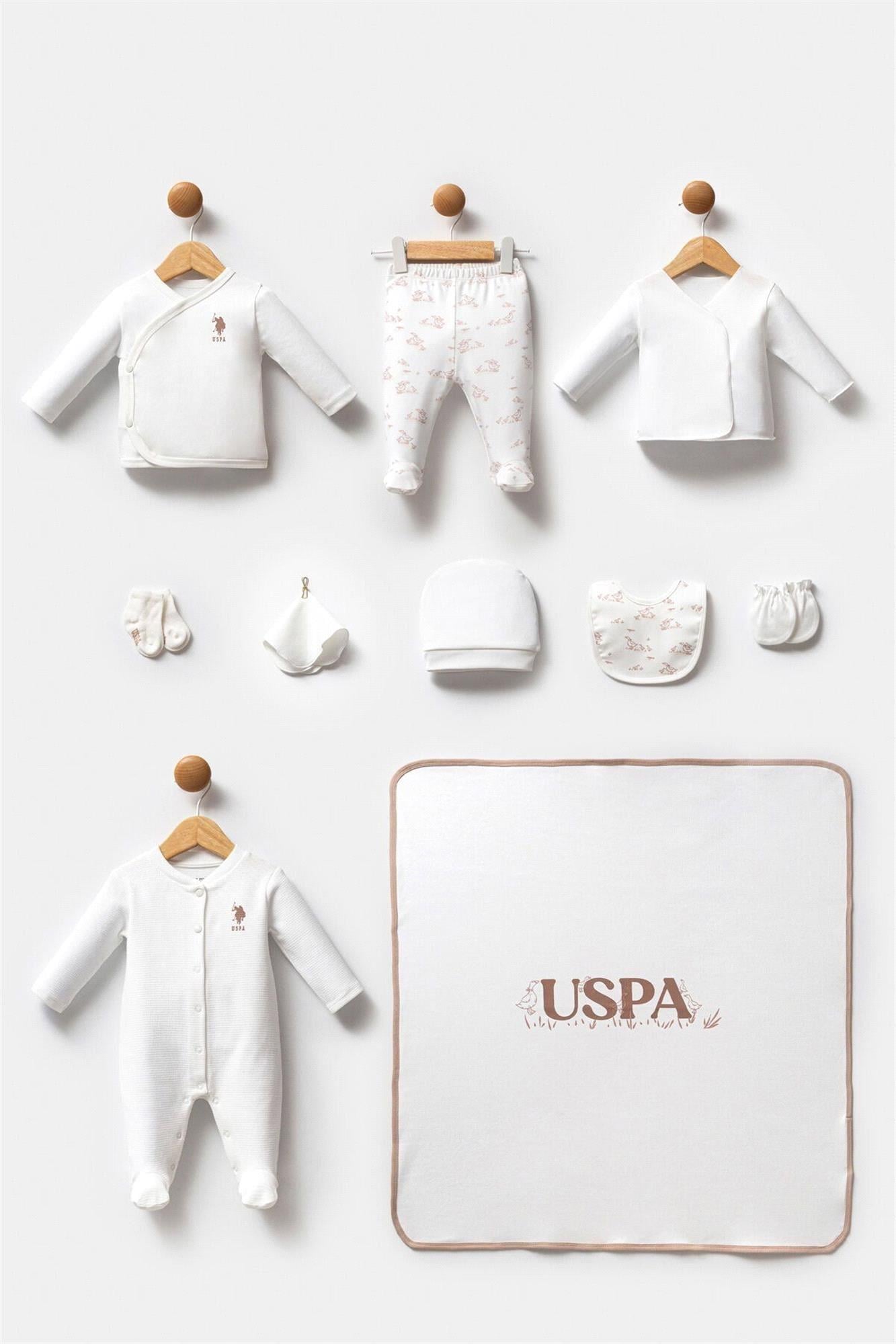 U.S. Polo Assn. Kız Bebek 10'lu Hastane Çıkış Seti Beyaz USB2704