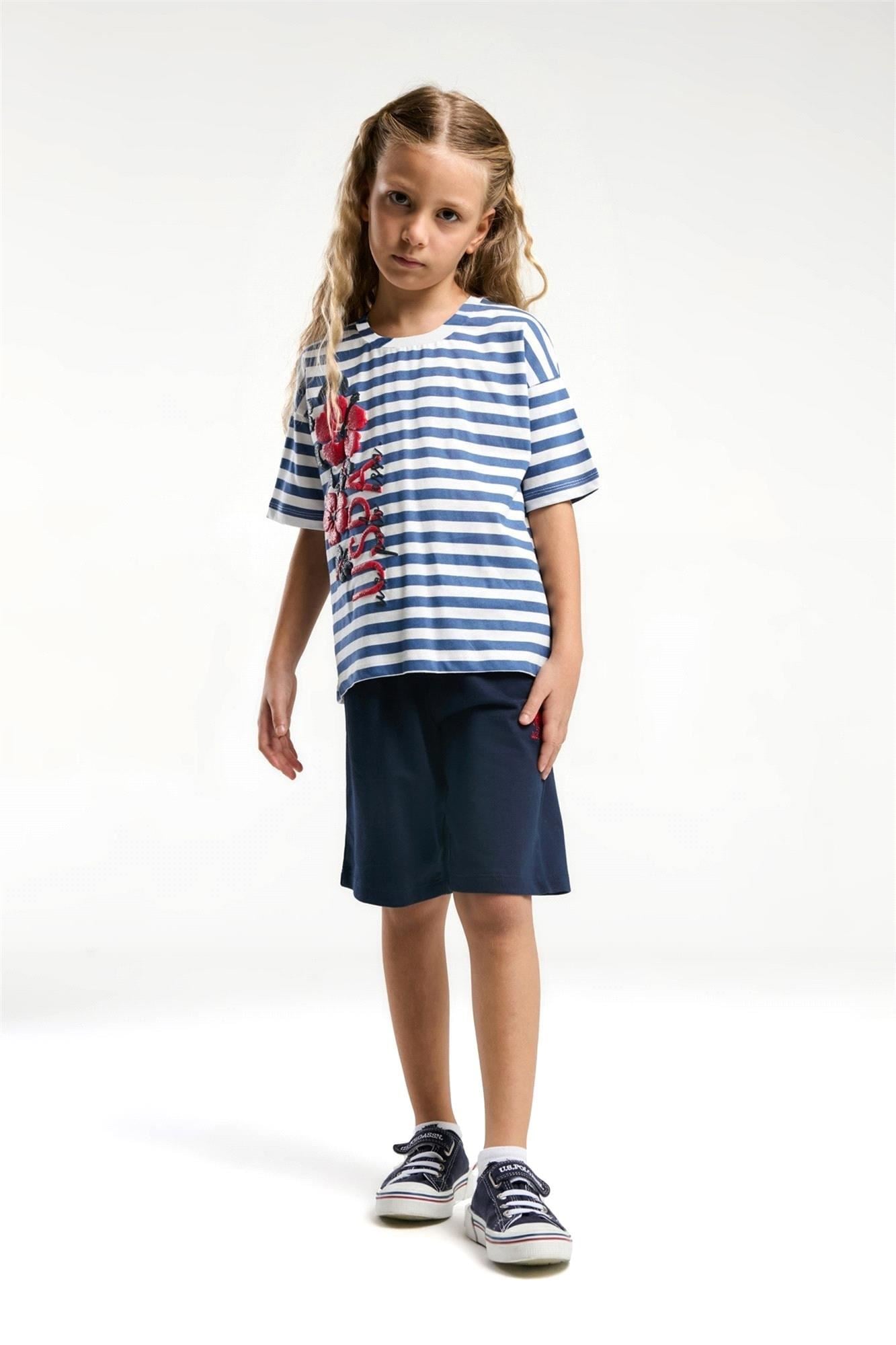 U.S. Polo Assn. Kız Çocuk Bermuda Takım Gece Mavisi US2074-4