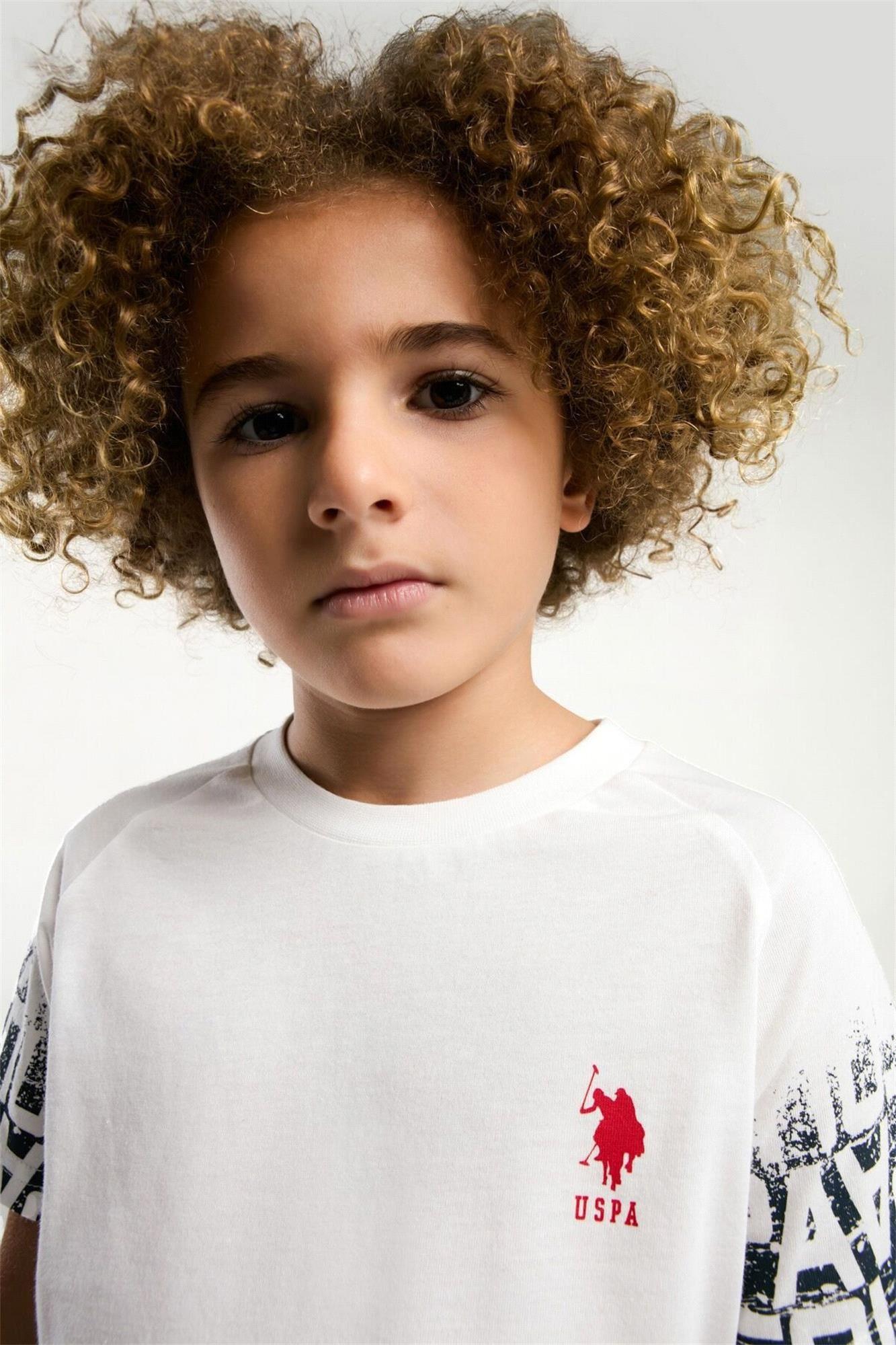 U.S. Polo Assn. Erkek Çocuk Bermuda Tişört Şort Takım Beyaz US2057-4