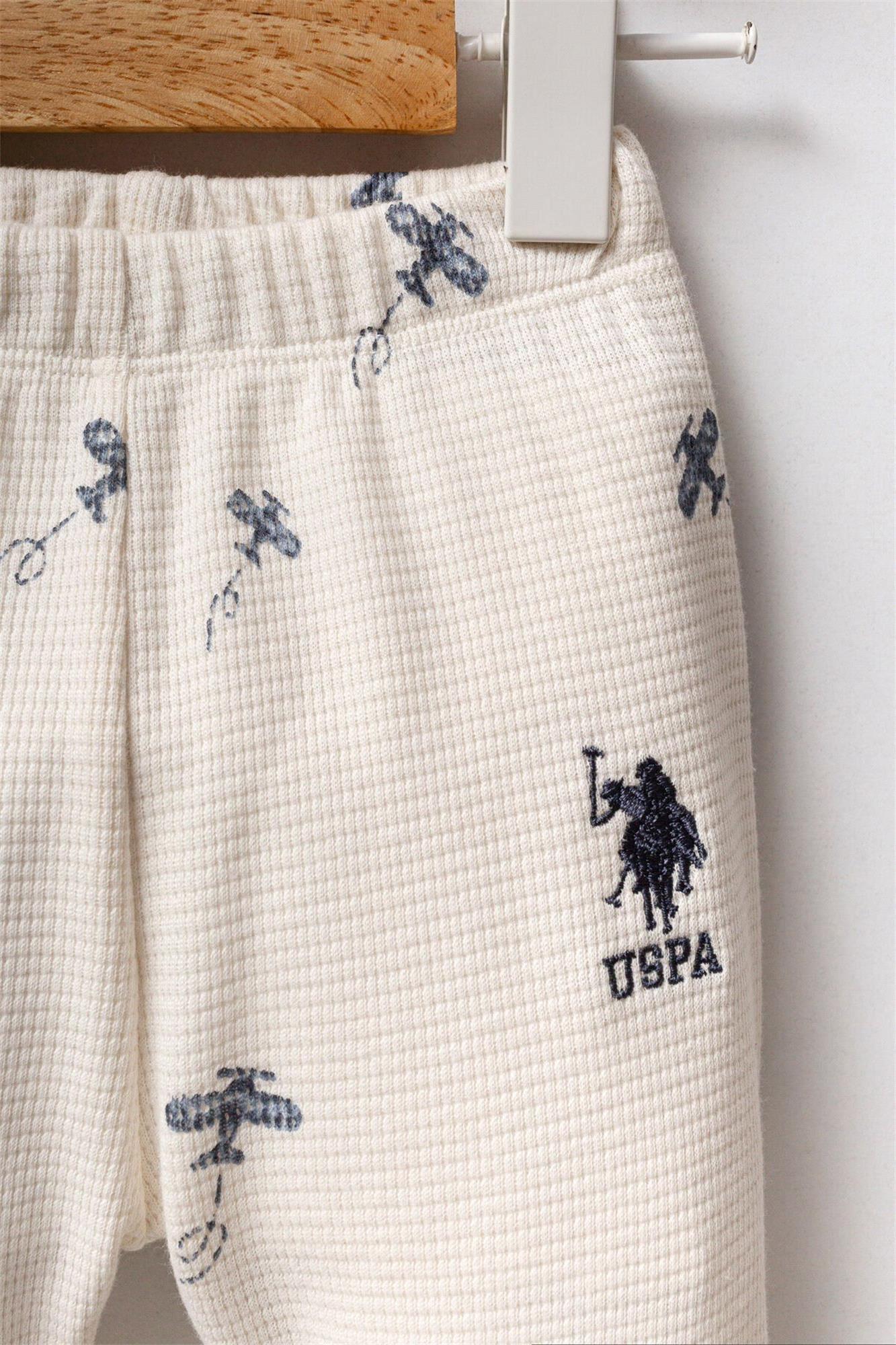 U.S. Polo Assn. Erkek Bebek Alt Üst Takım Ekru USB2605