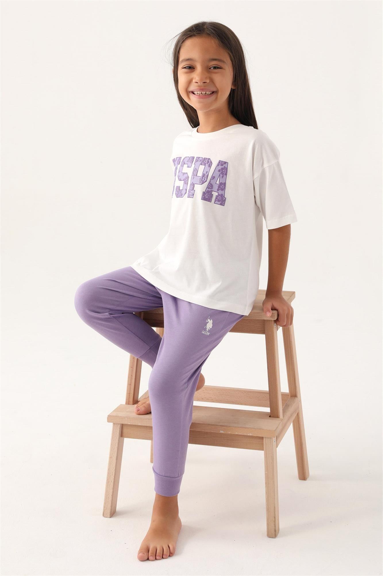 U.S. Polo Assn. Kız Çocuk Pijama Takımı Krem US1818-G