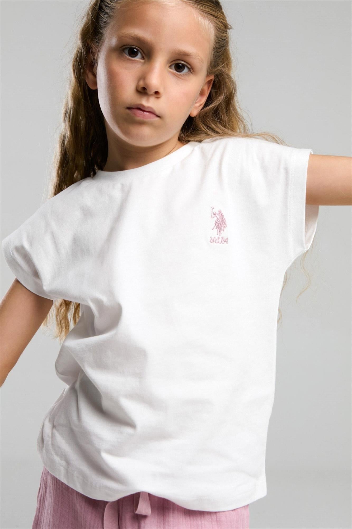 U.S. Polo Assn. Kız Çocuk Bermuda Takım Beyaz US2092-G