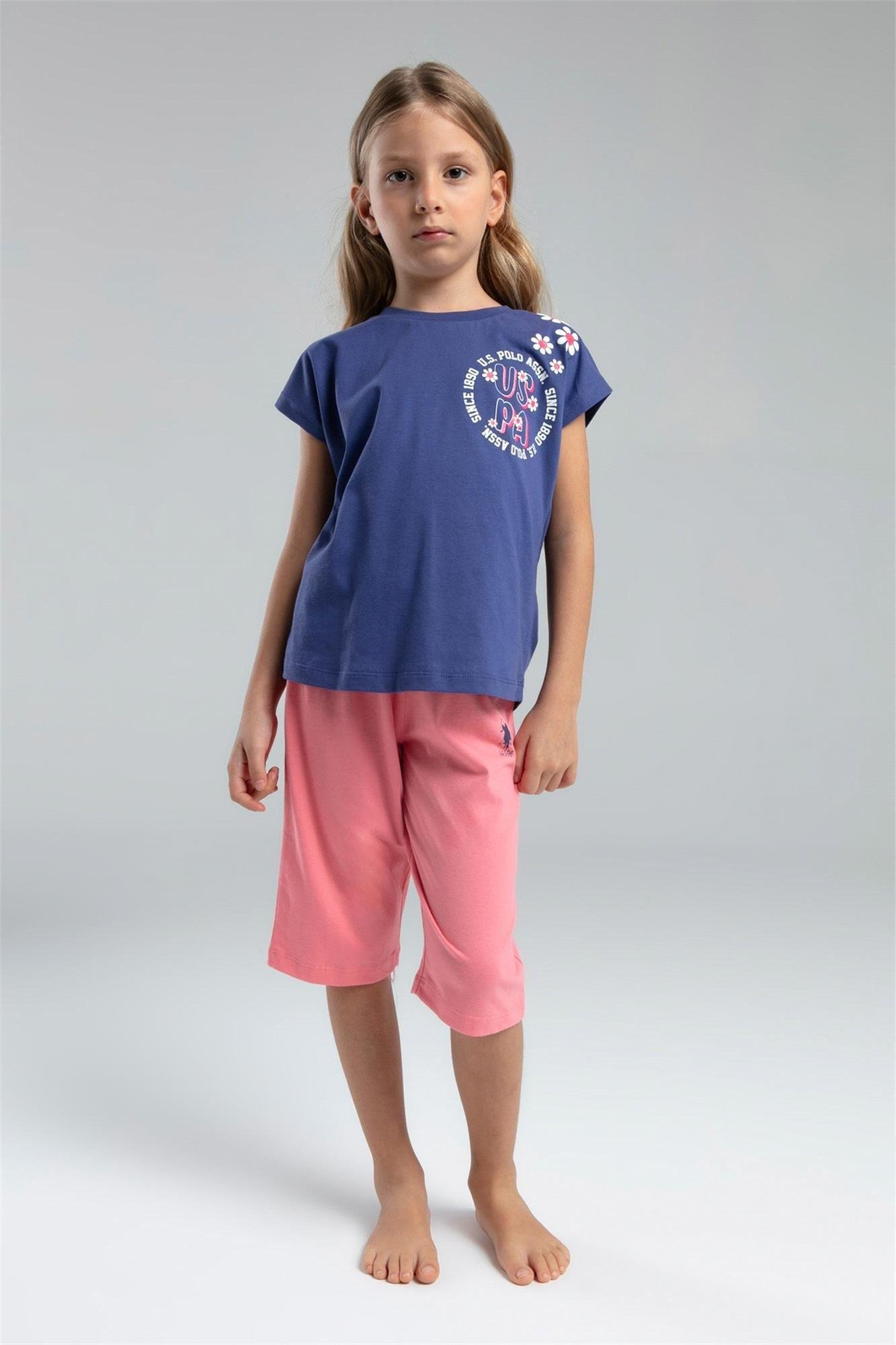 U.S. Polo Assn. Kız Çocuk Tişört Kapri Takım Koyu İndigo US2068-G