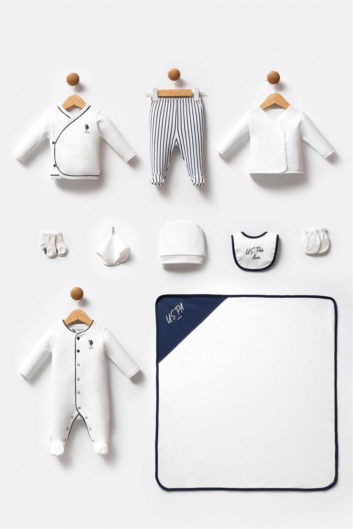 U.S. Polo Assn. Erkek Bebek 10'lu Hastane Çıkış Seti Beyaz USB2620