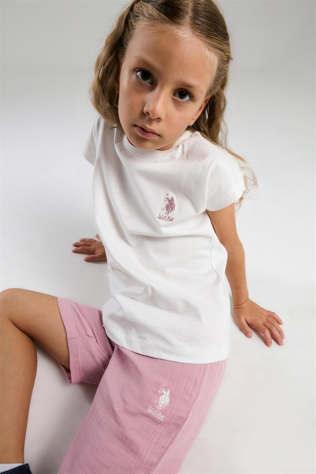 U.S. Polo Assn. Kız Çocuk Bermuda Takım Beyaz US2092-G