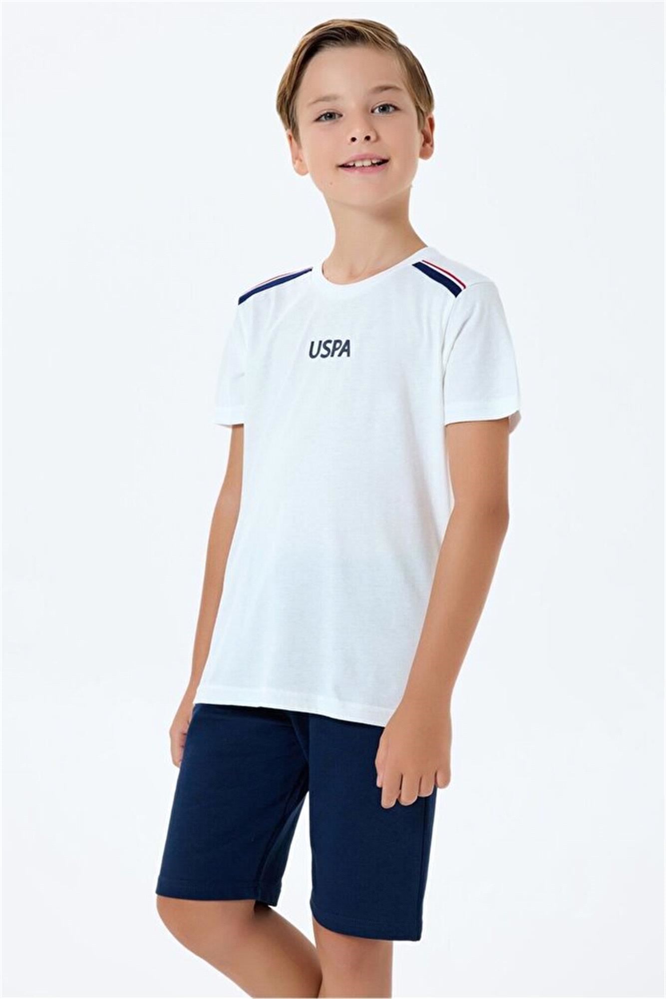 U.S. Polo Assn. Erkek Çocuk Bermuda Takım Beyaz USB2404-4