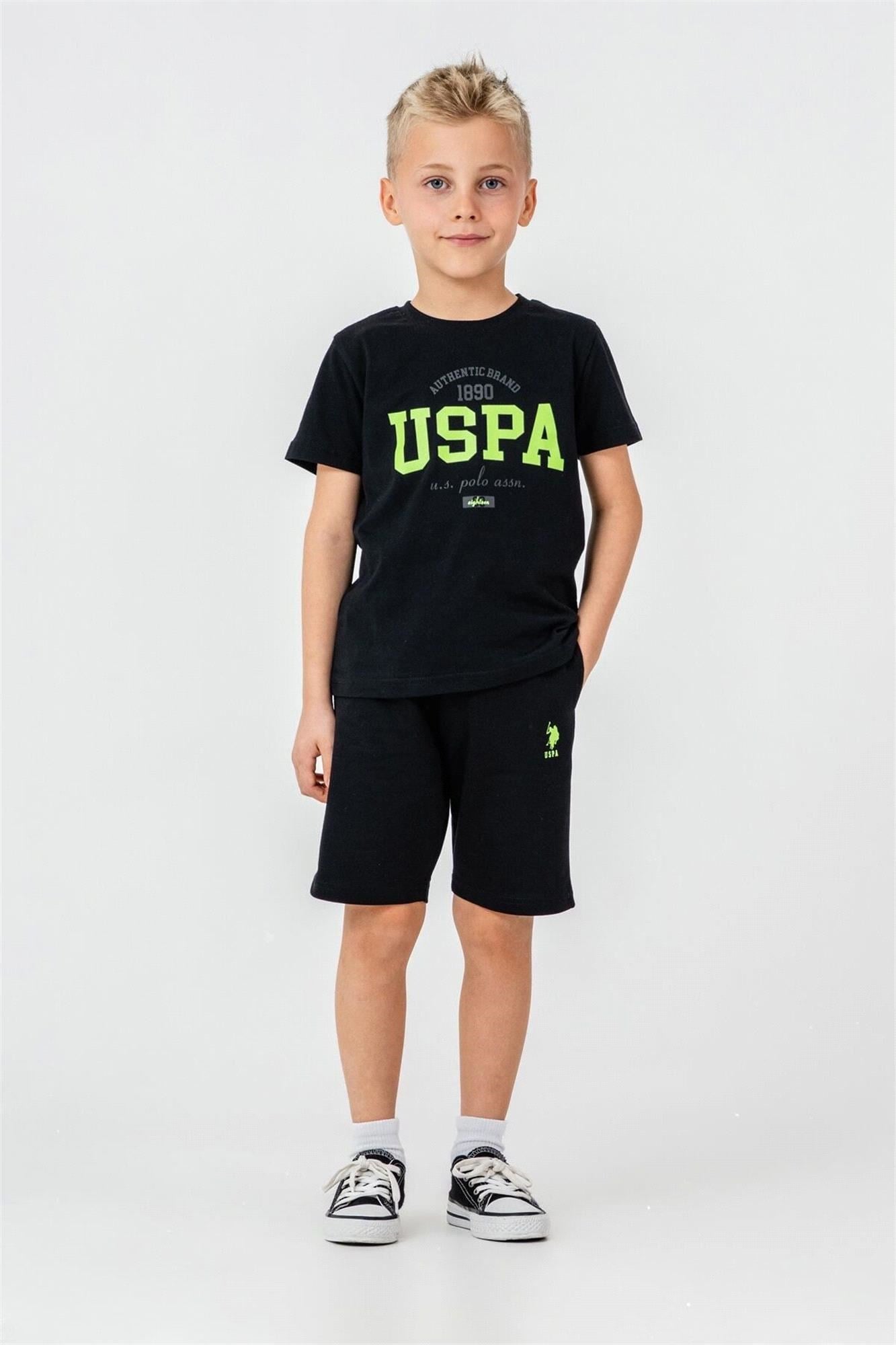U.S. Polo Assn. Erkek Çocuk Tişört Şort Takım Siyah US2430-4