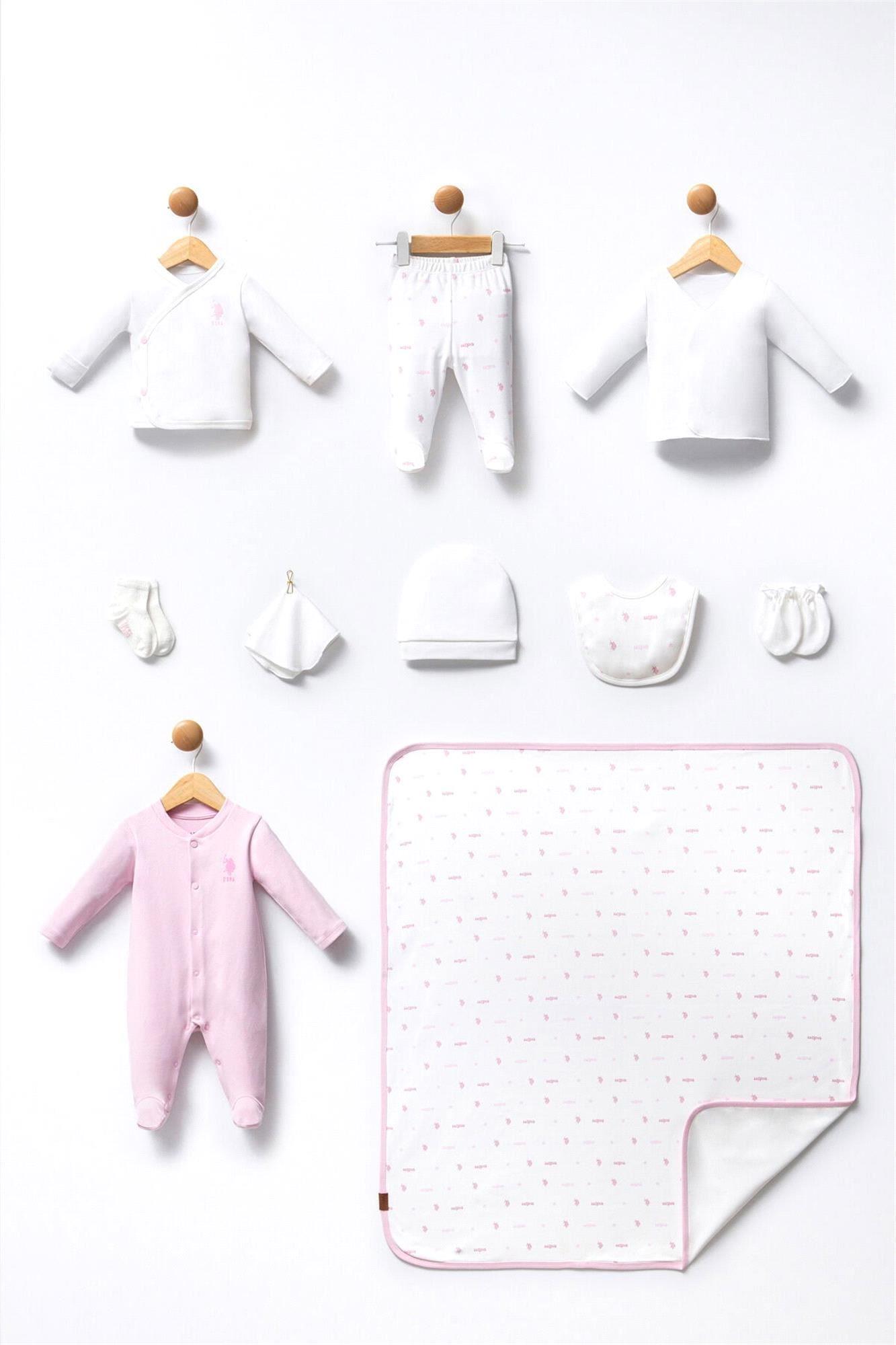 U.S. Polo Assn. Kız Bebek 10'lu Hastane Çıkış Seti Beyaz USB2357