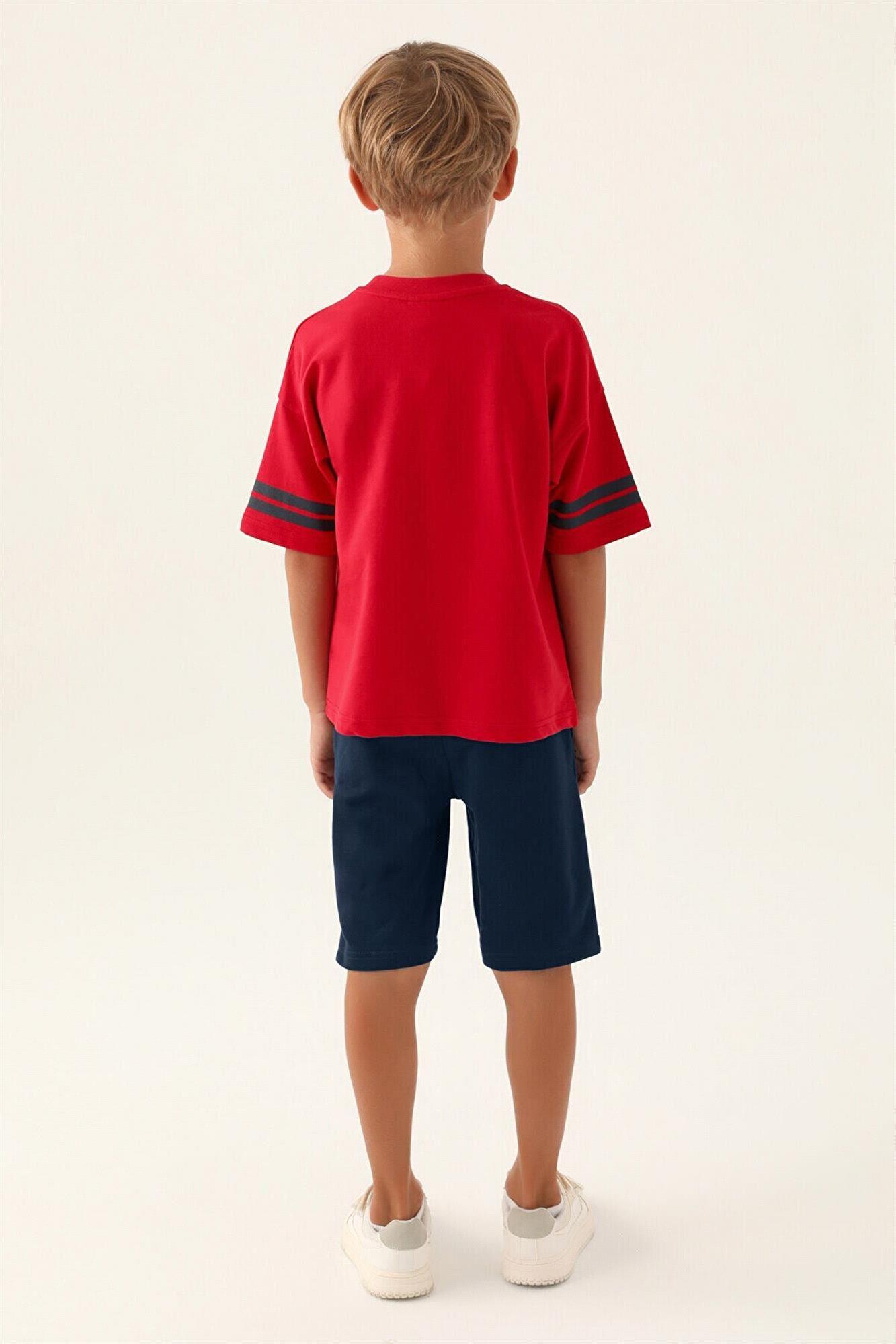 U.S. Polo Assn. Erkek Çocuk Bermuda Tişört Şort Takım Kırmızı US1709-G
