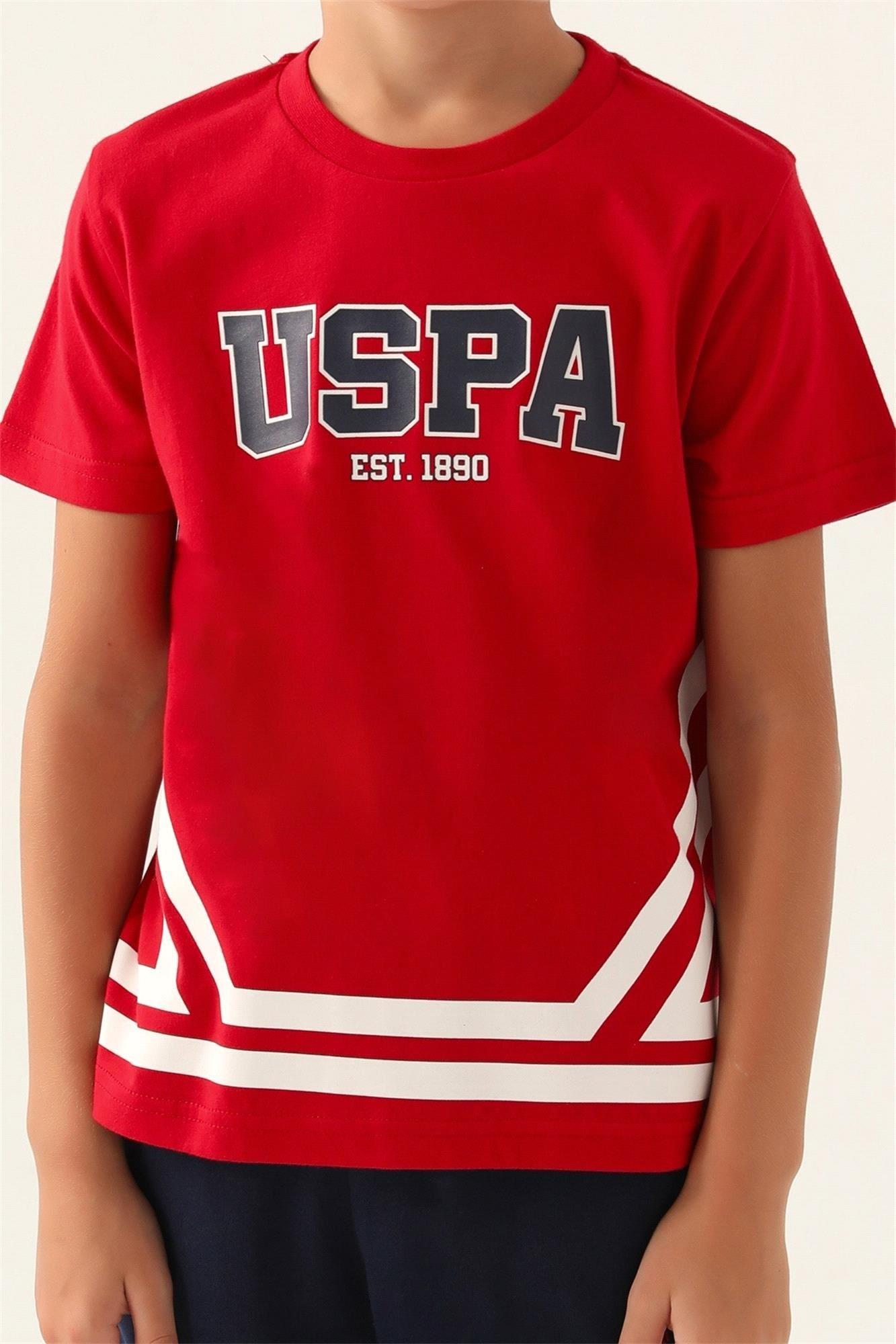 U.S. Polo Assn. Erkek Çocuk Bermuda Tişört Şort Takım Kırmızı US1765-4