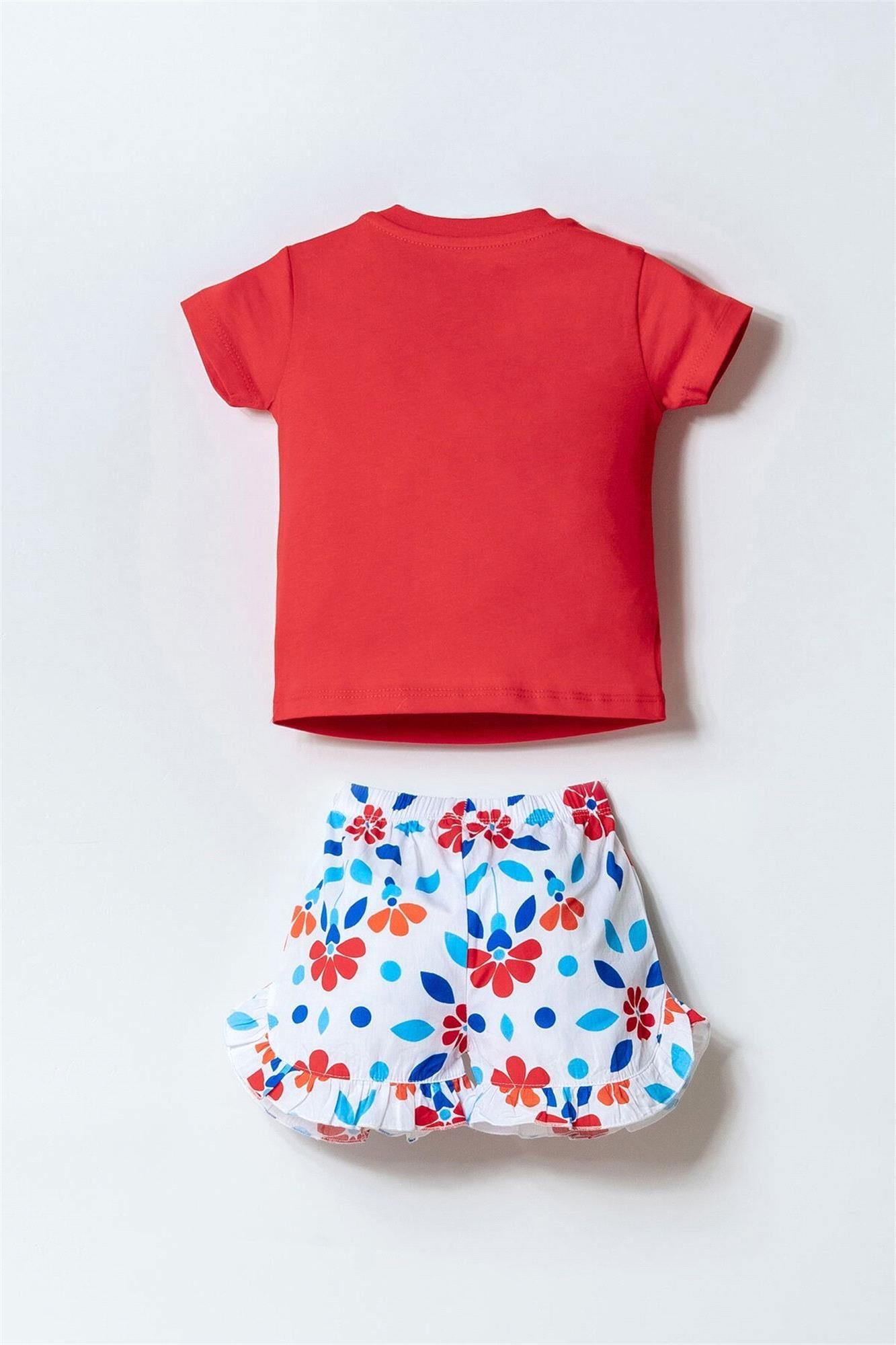 U.S. Polo Assn. Kız Bebek Tişört Şort Takım Nar Çiçeği USB2999