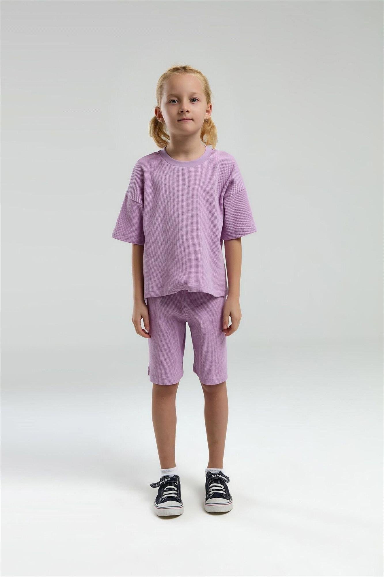 U.S. Polo Assn. Kız Çocuk Bermuda Tişört Şort Takım Mauve US2065-G