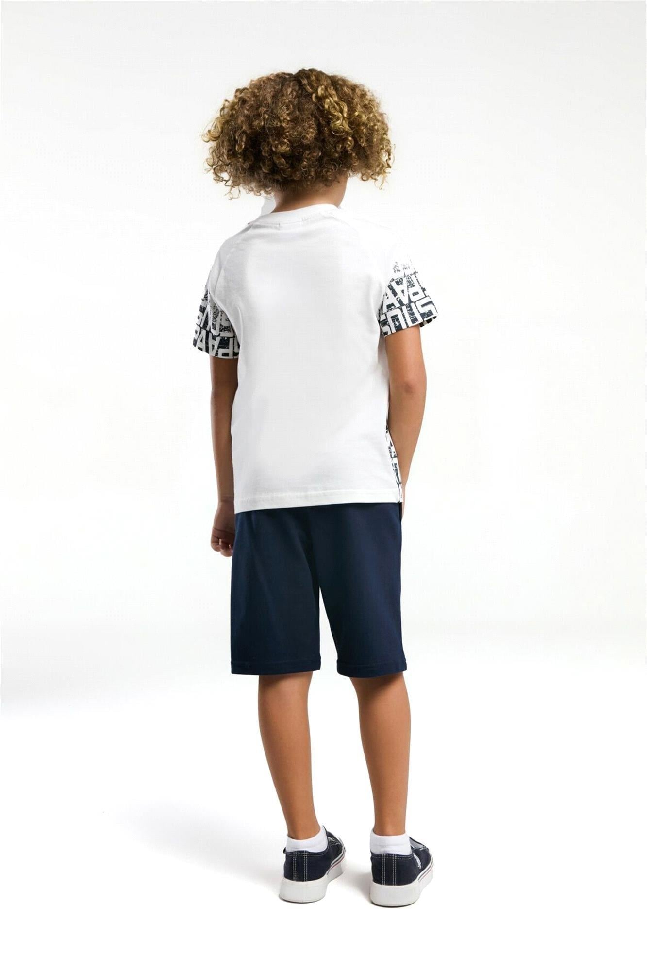 U.S. Polo Assn. Erkek Çocuk Bermuda Tişört Şort Takım Beyaz US2057-4