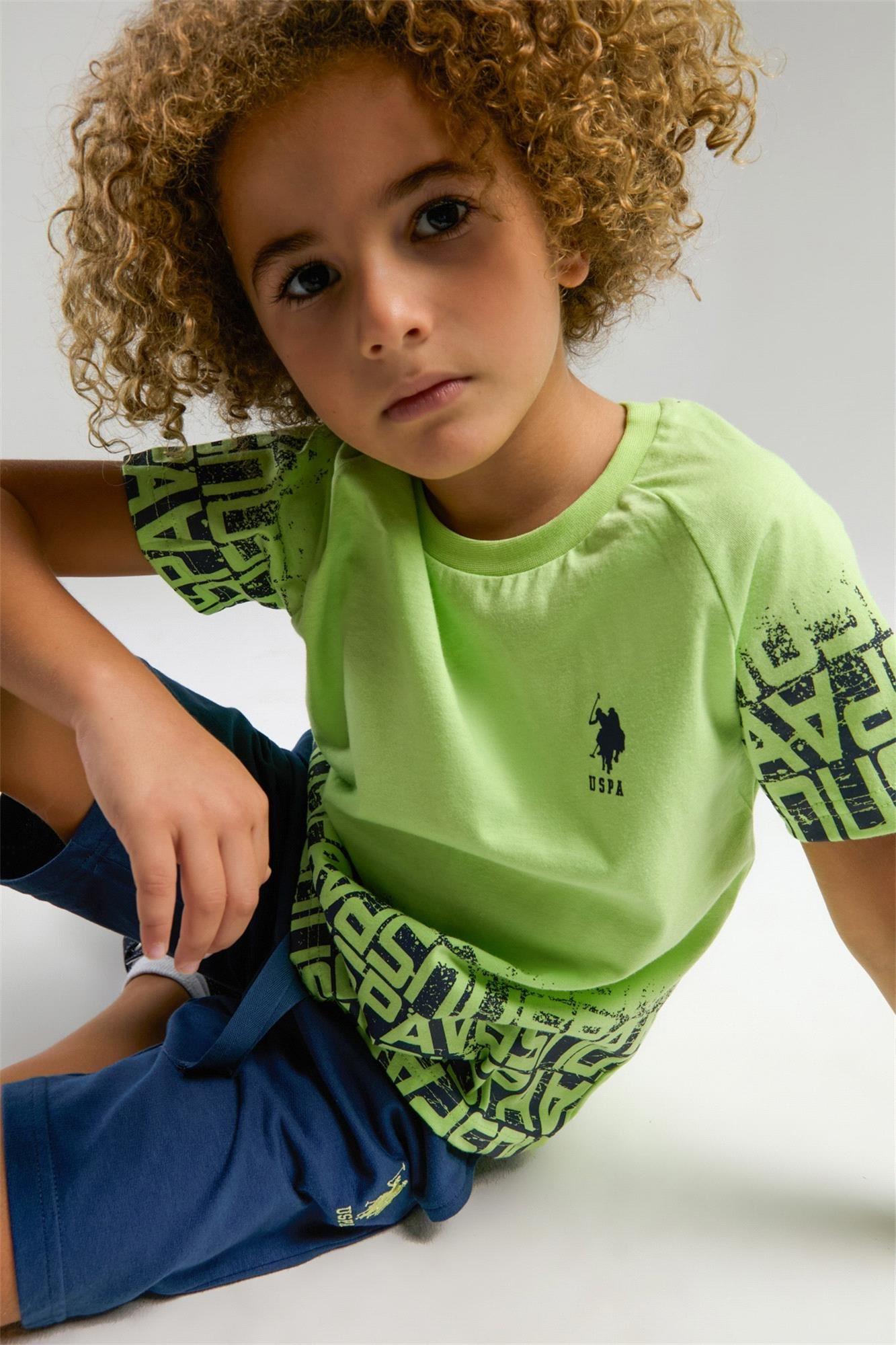 U.S. Polo Assn. Erkek Çocuk Bermuda Tişört Şort Takım Yeşil US2057-4