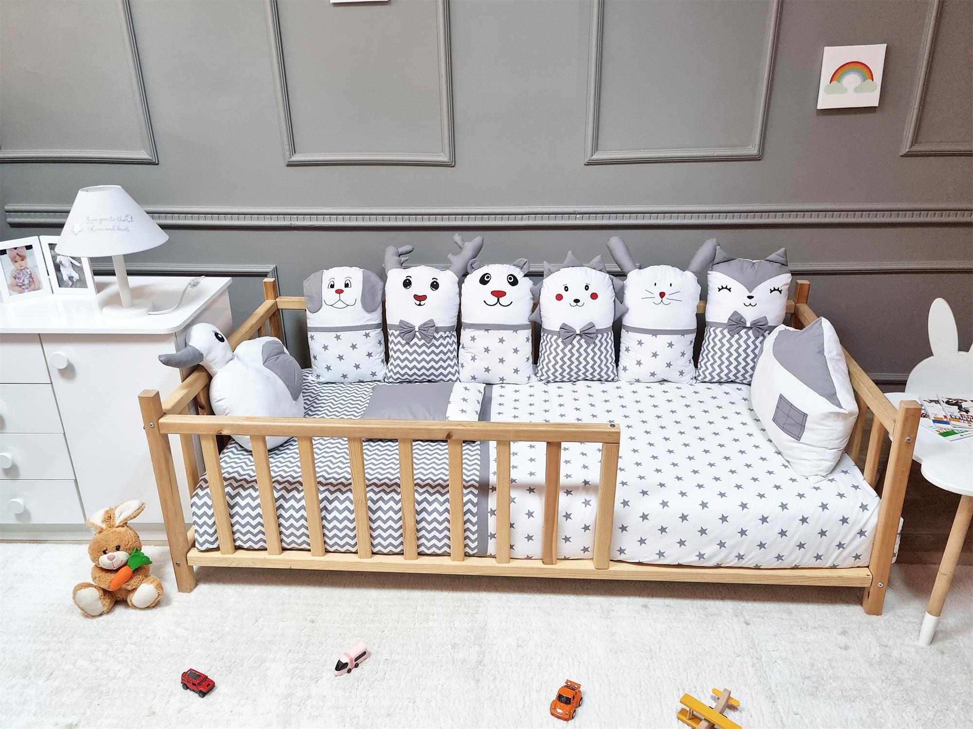 Yuar Baby Montessori Neşeli Dostlar 12 Parça Uyku Seti Gri