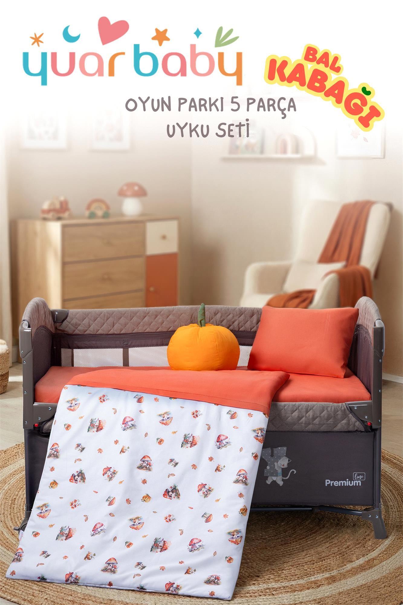 Yuar Baby Oyun Parkı 5 Parça Uyku Seti Bal Kabağı Turuncu