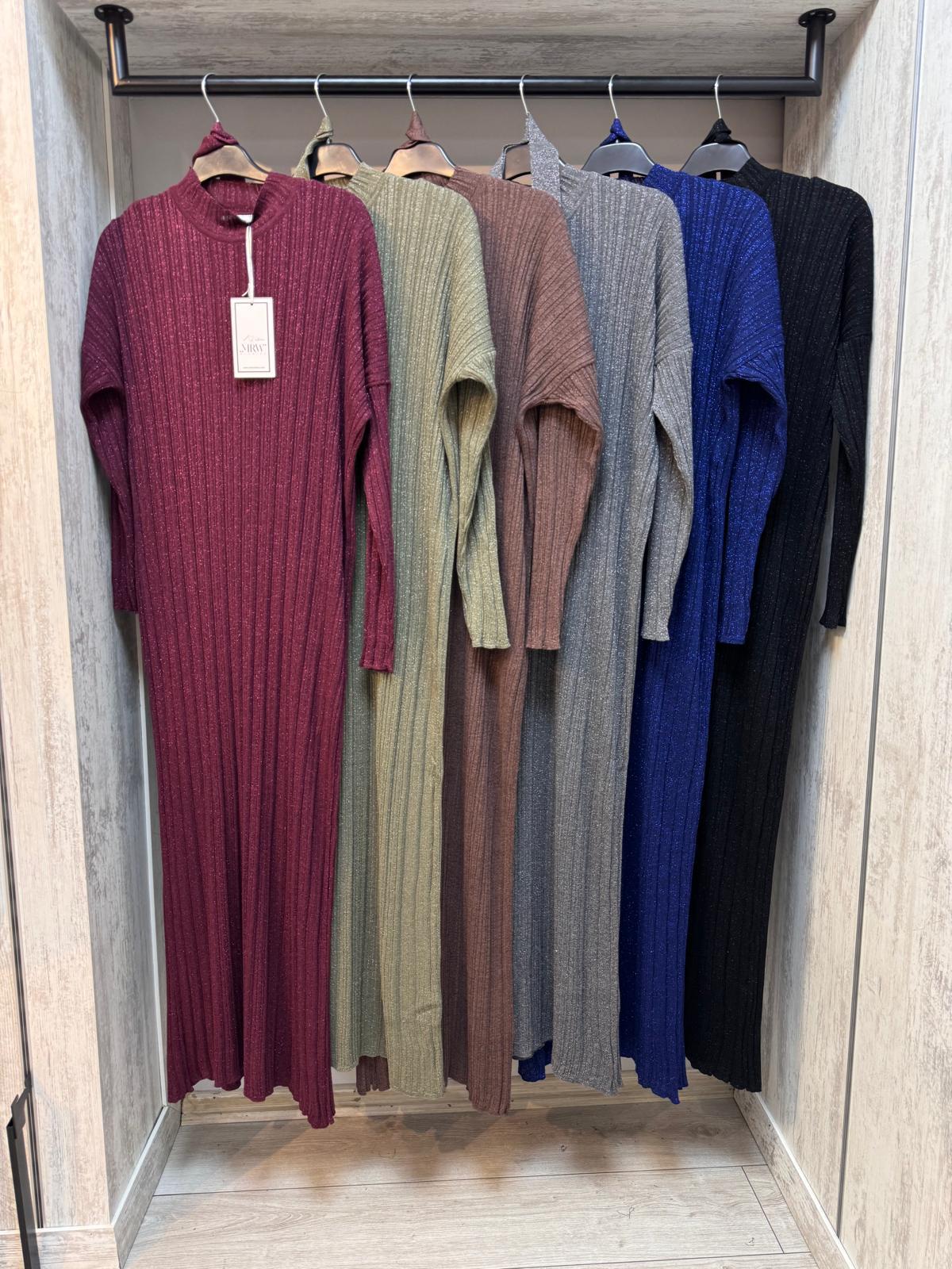 Merwish 1119 Bordo Triko Elbise