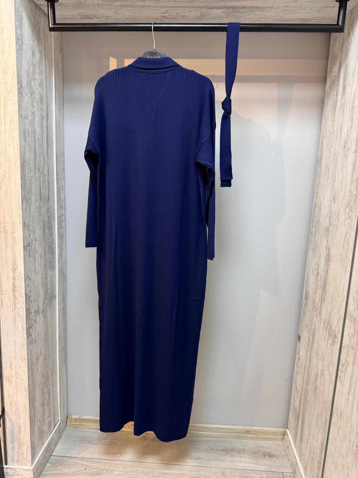 Merwish 1121 Lacivert Triko Elbise