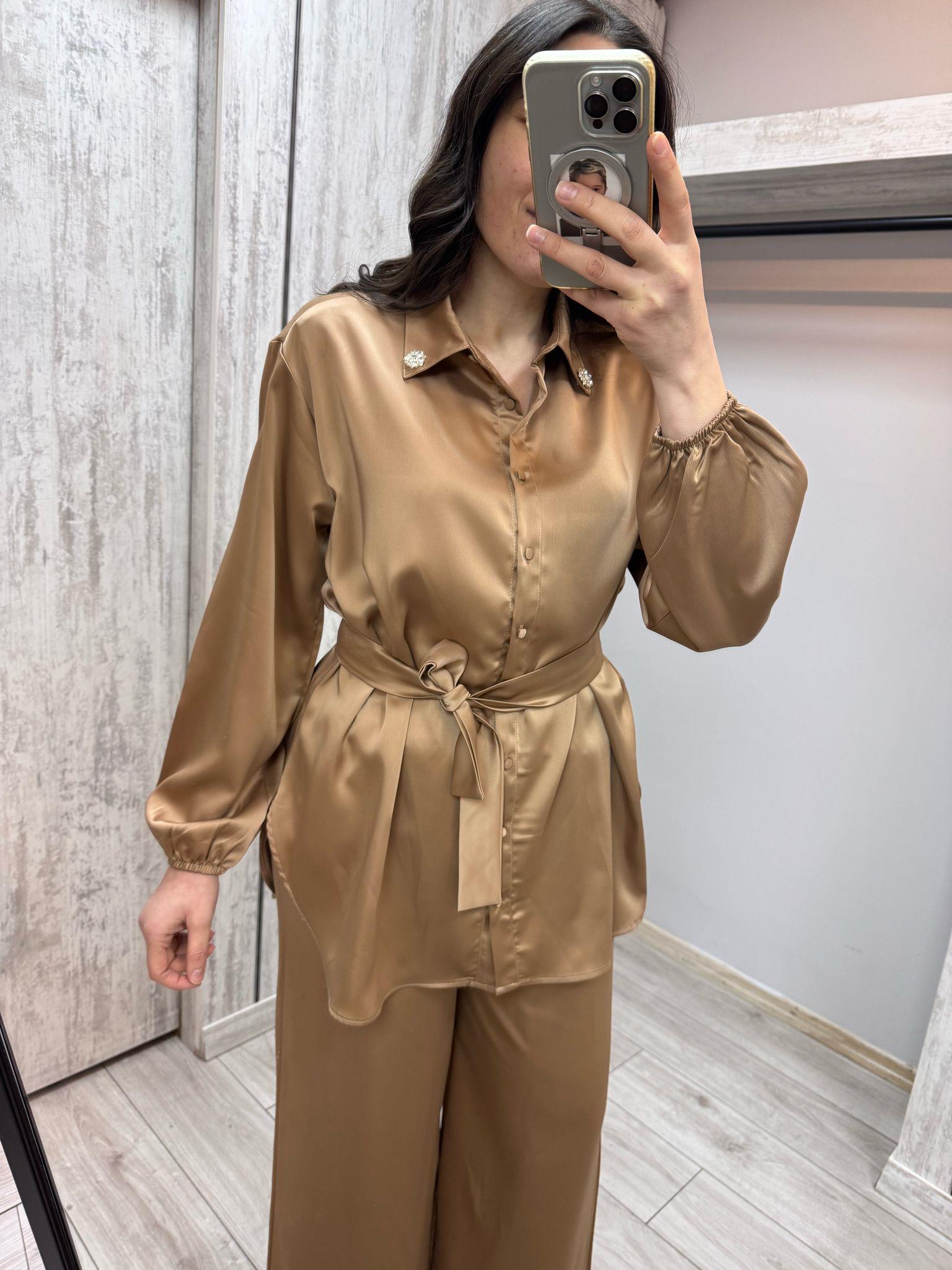 Merwish 1363 Vizon Coton Kumaş Pantolonlu Takım
