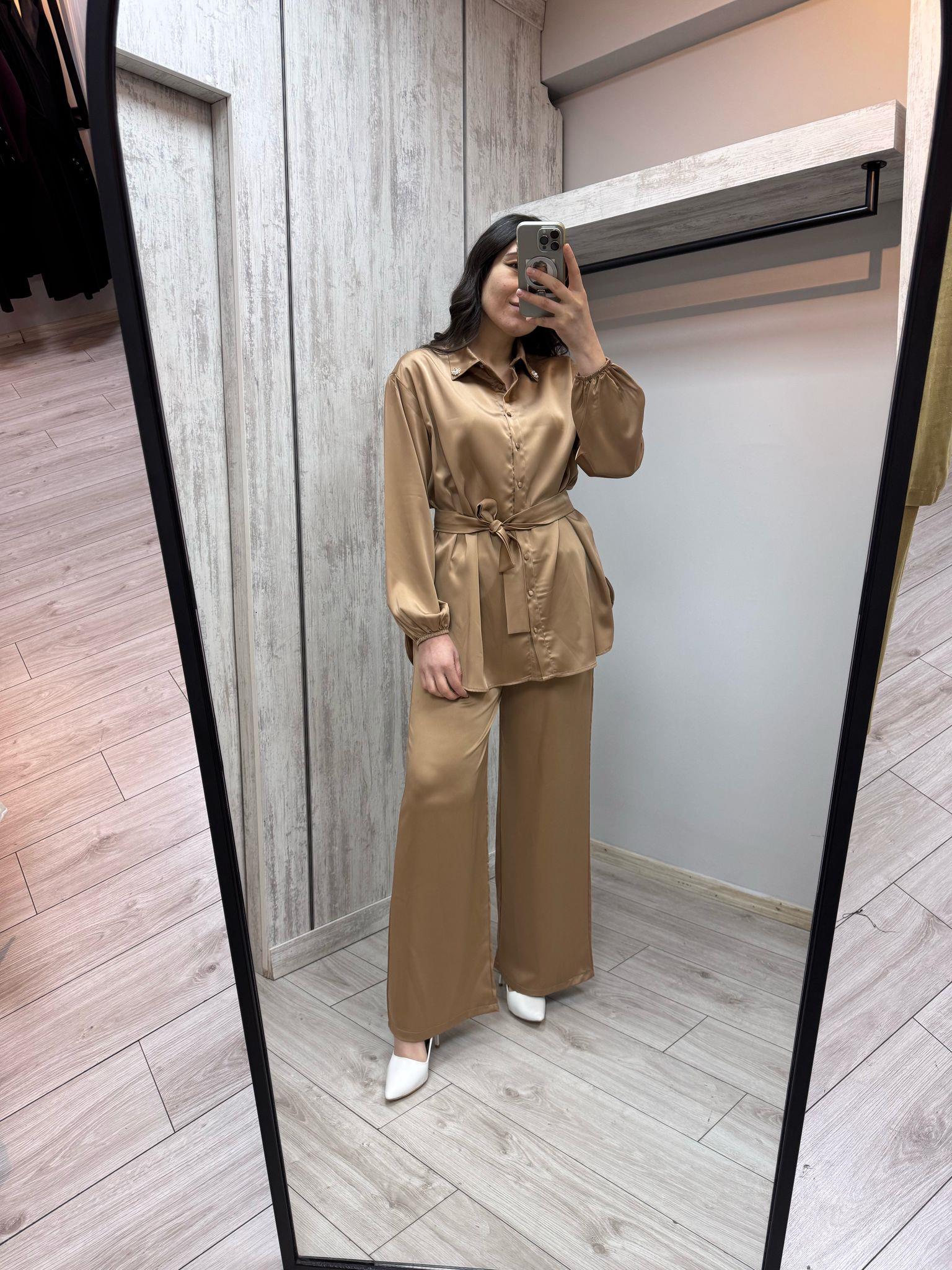 Merwish 1363 Vizon Coton Kumaş Pantolonlu Takım