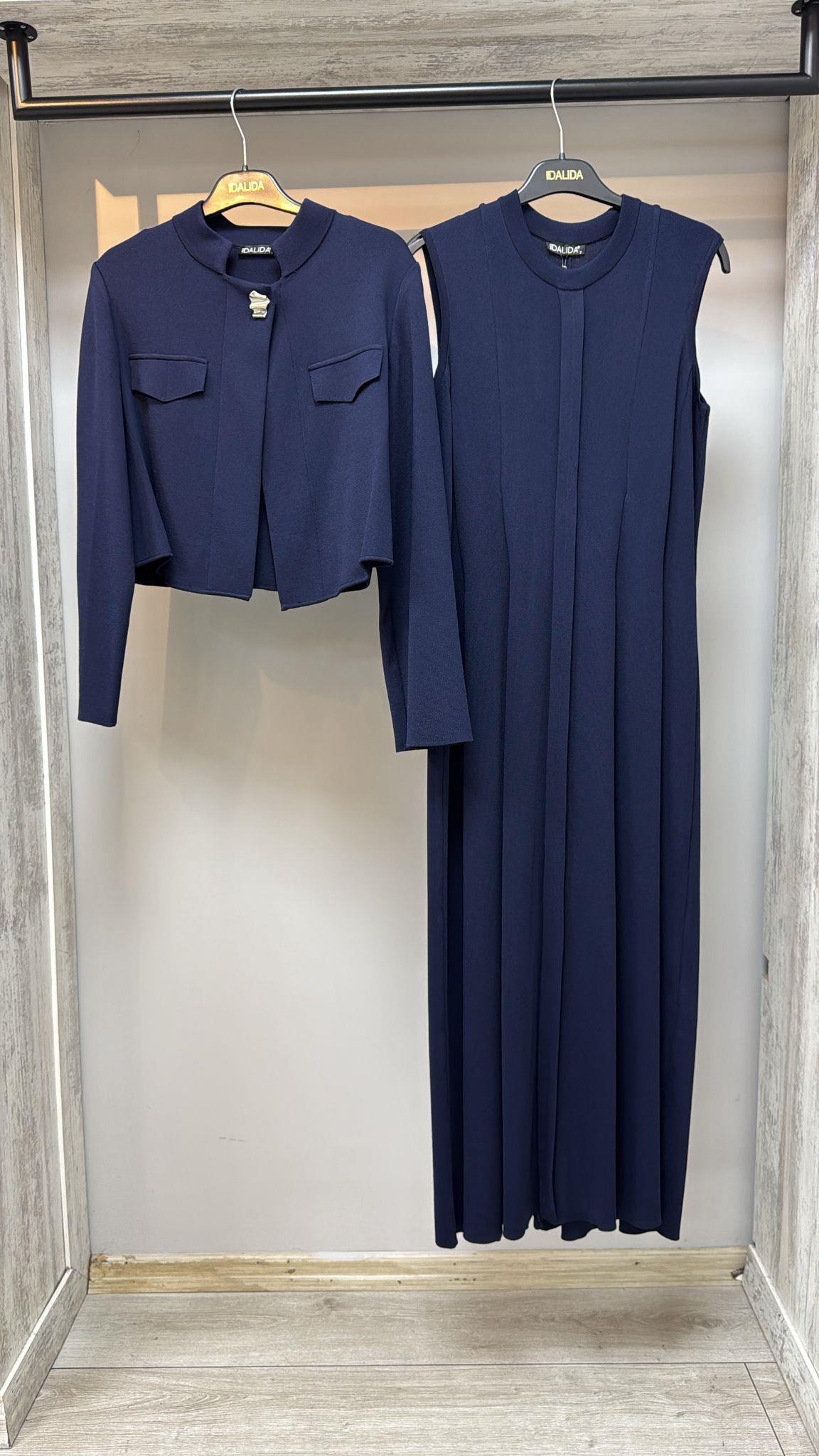 Missdalida 0003 Navy Blue Merserize Elbise