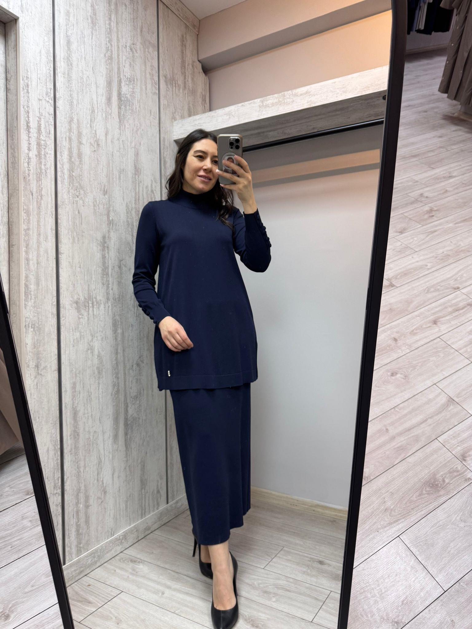 Missdalida 25PF-6001 Navy Blue Merserize Tunik