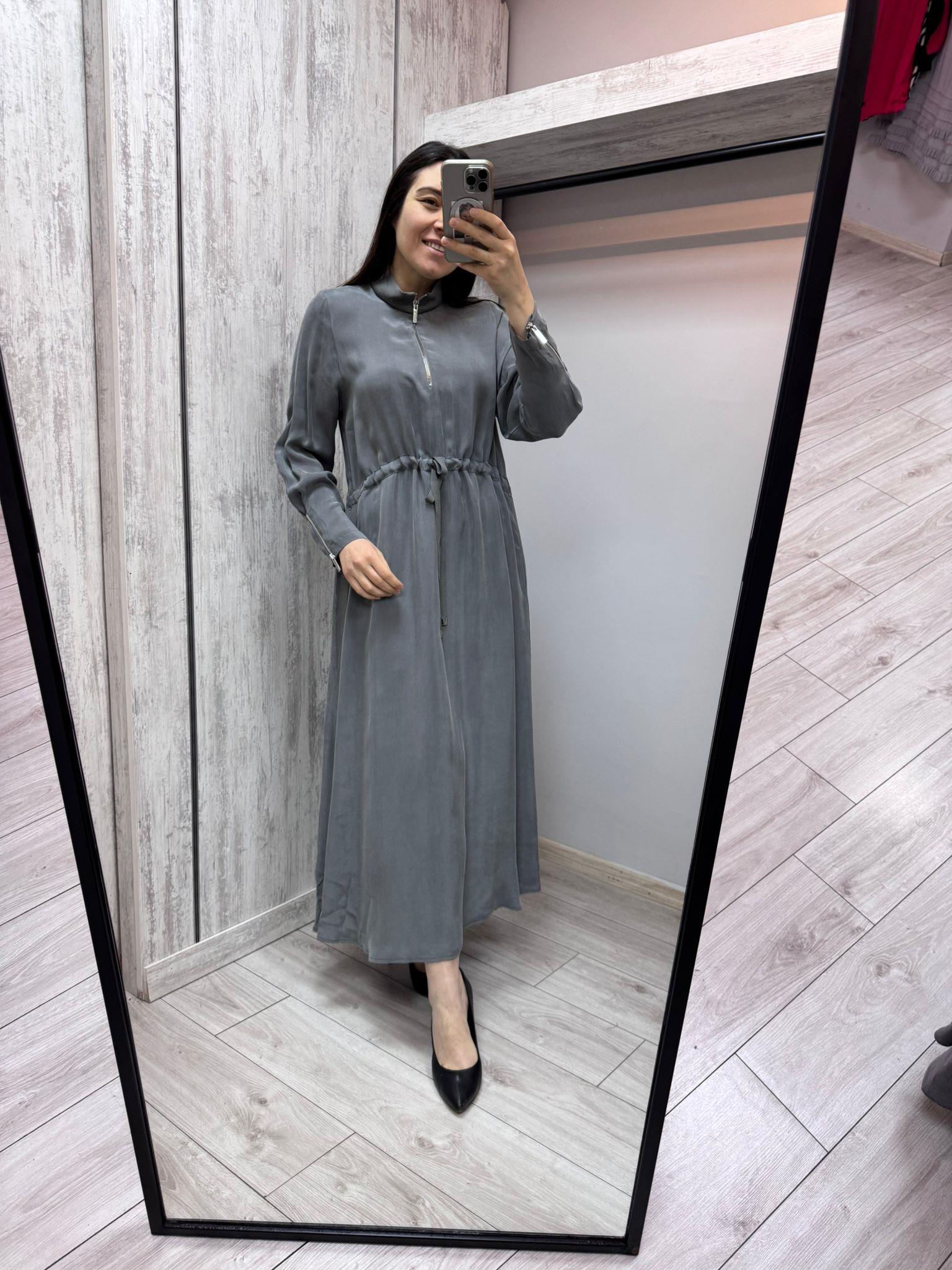 Missdalida 4011 Antrasit İpek Elbise