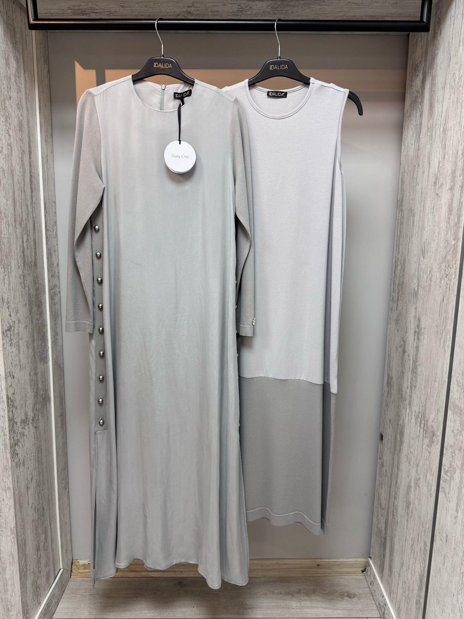 Missdalida 4052 Grey İpek Elbise