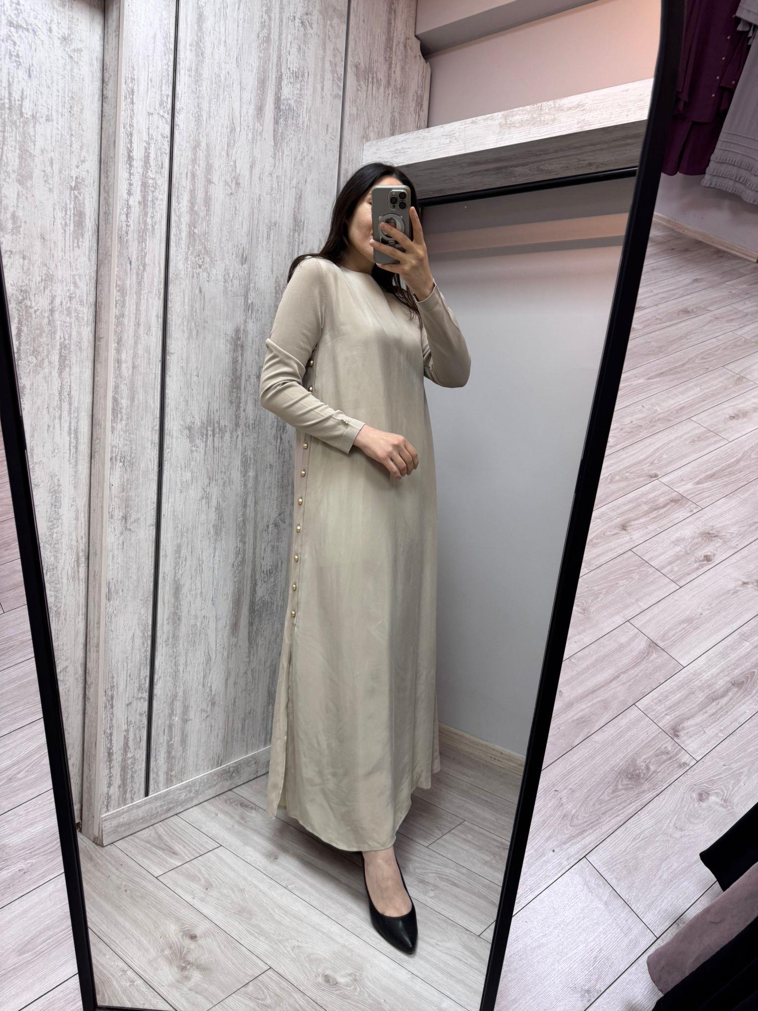 Missdalida 4052 Stone İpek Elbise