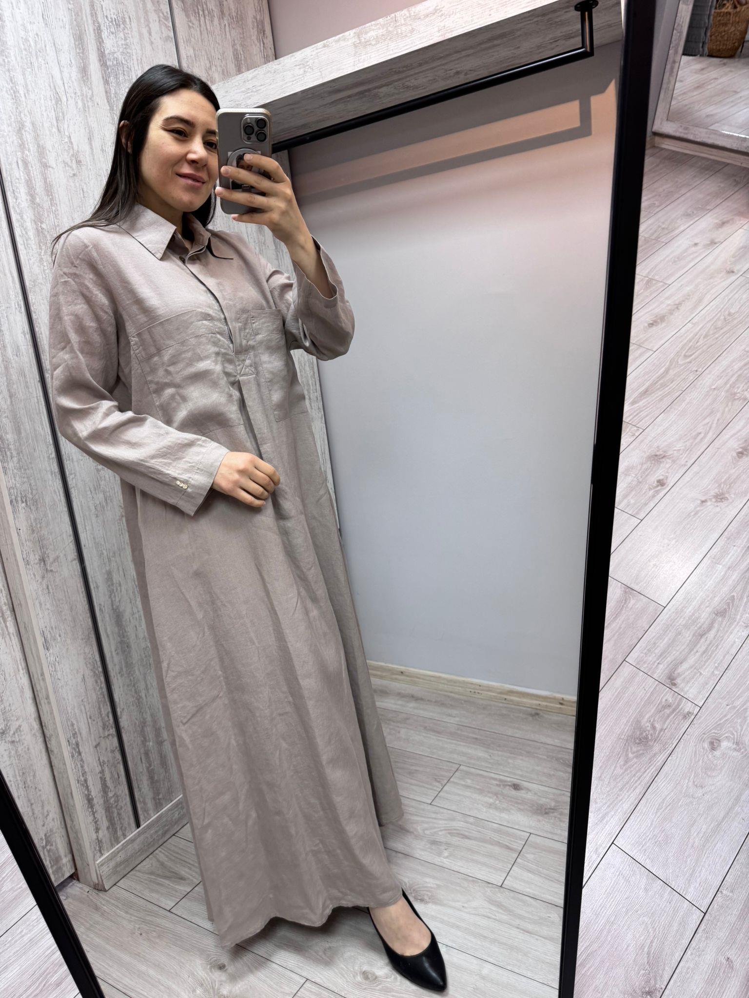 Missdalida 4059 Mink Keten Elbise