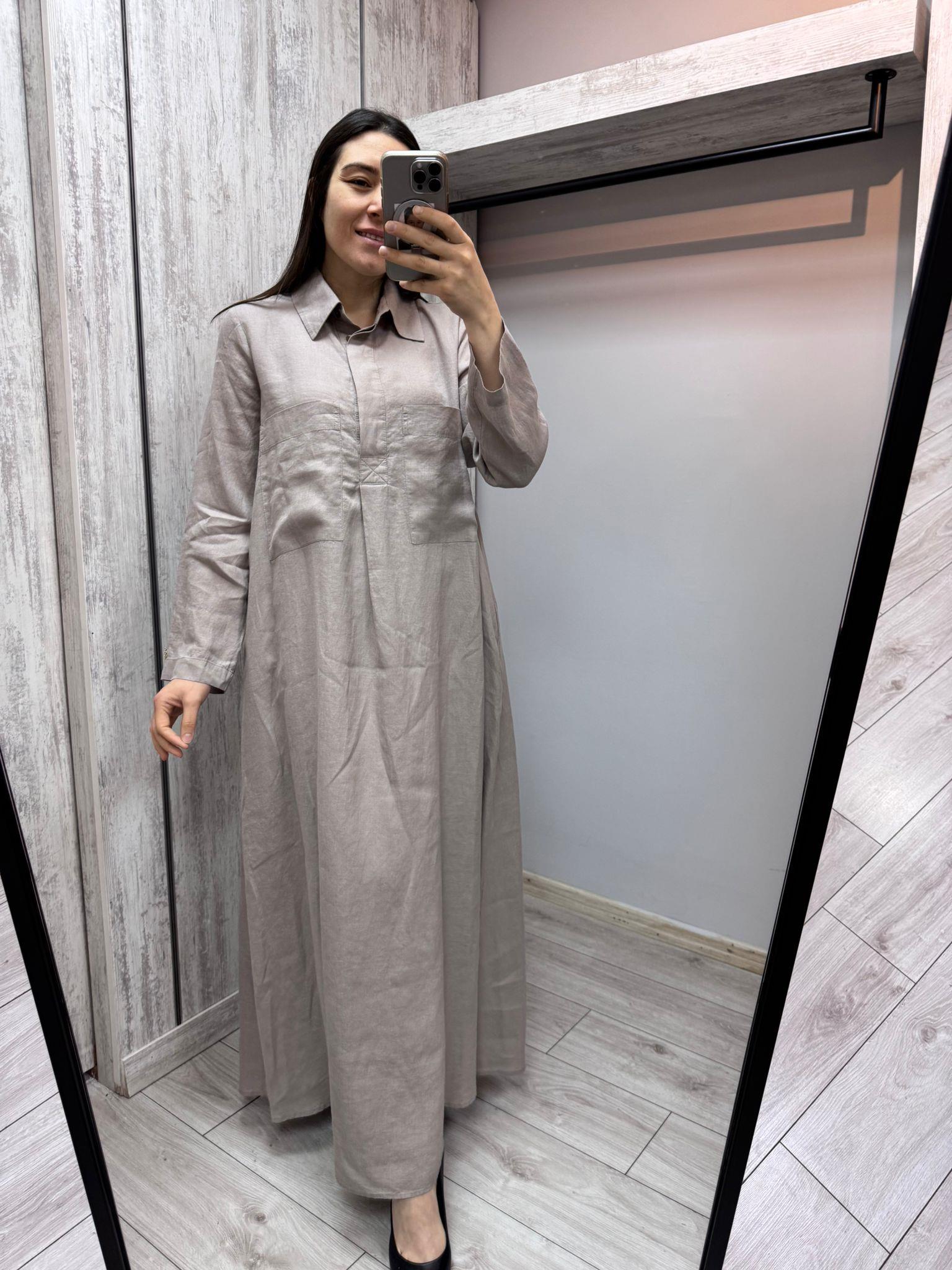 Missdalida 4059 Mink Keten Elbise