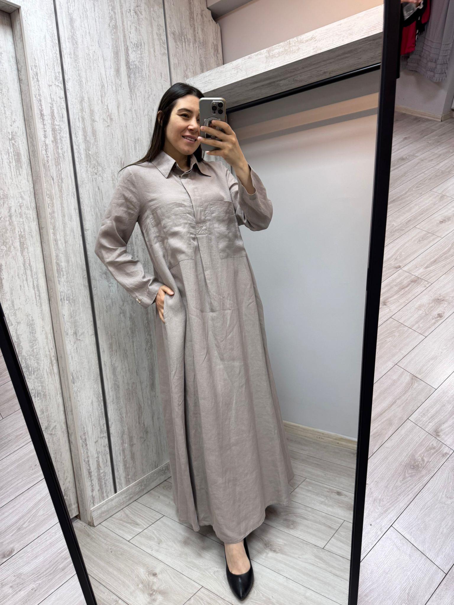 Missdalida 4059 Mink Keten Elbise
