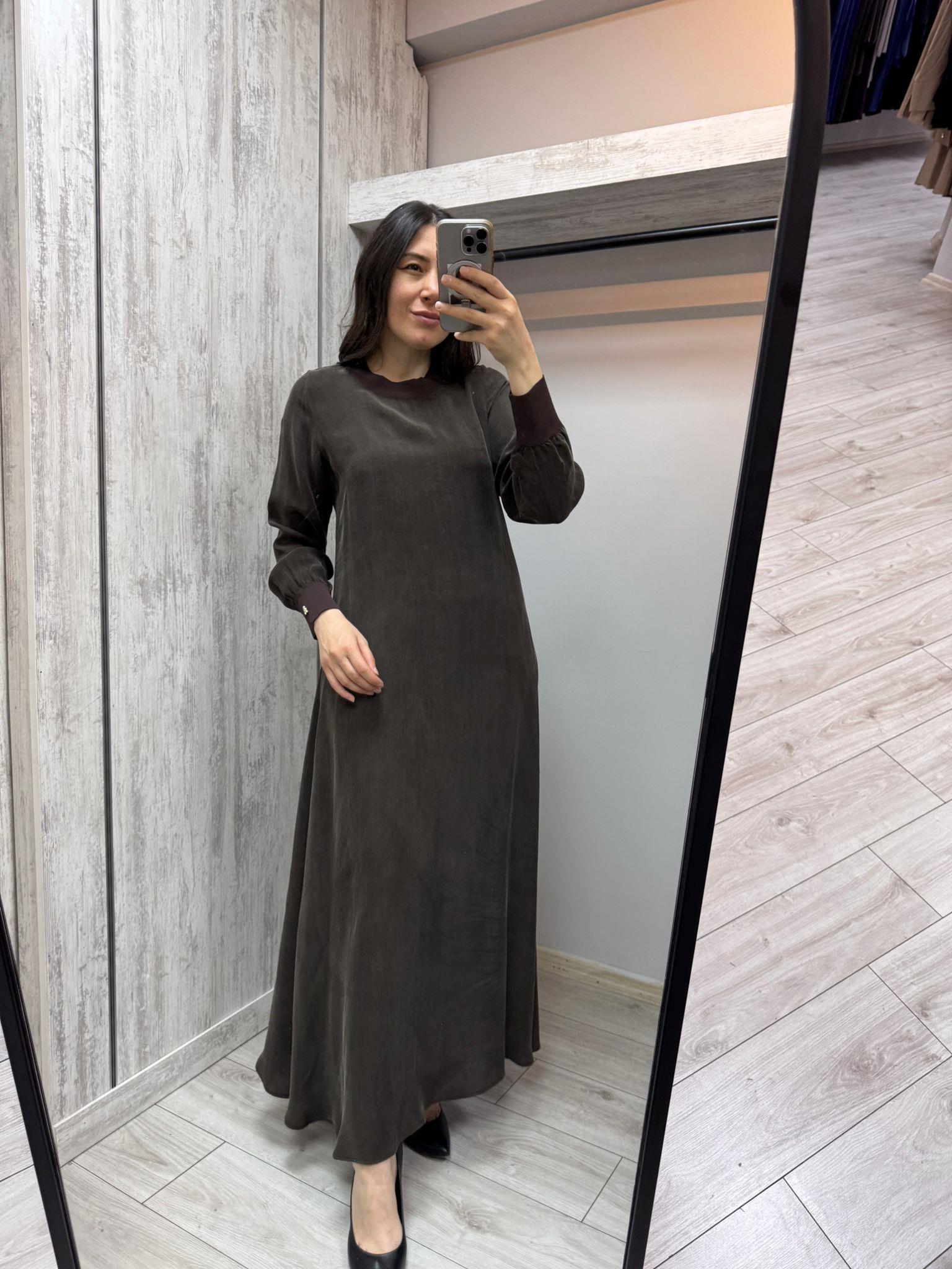Missdalida 4108 Cacao İpek Elbise