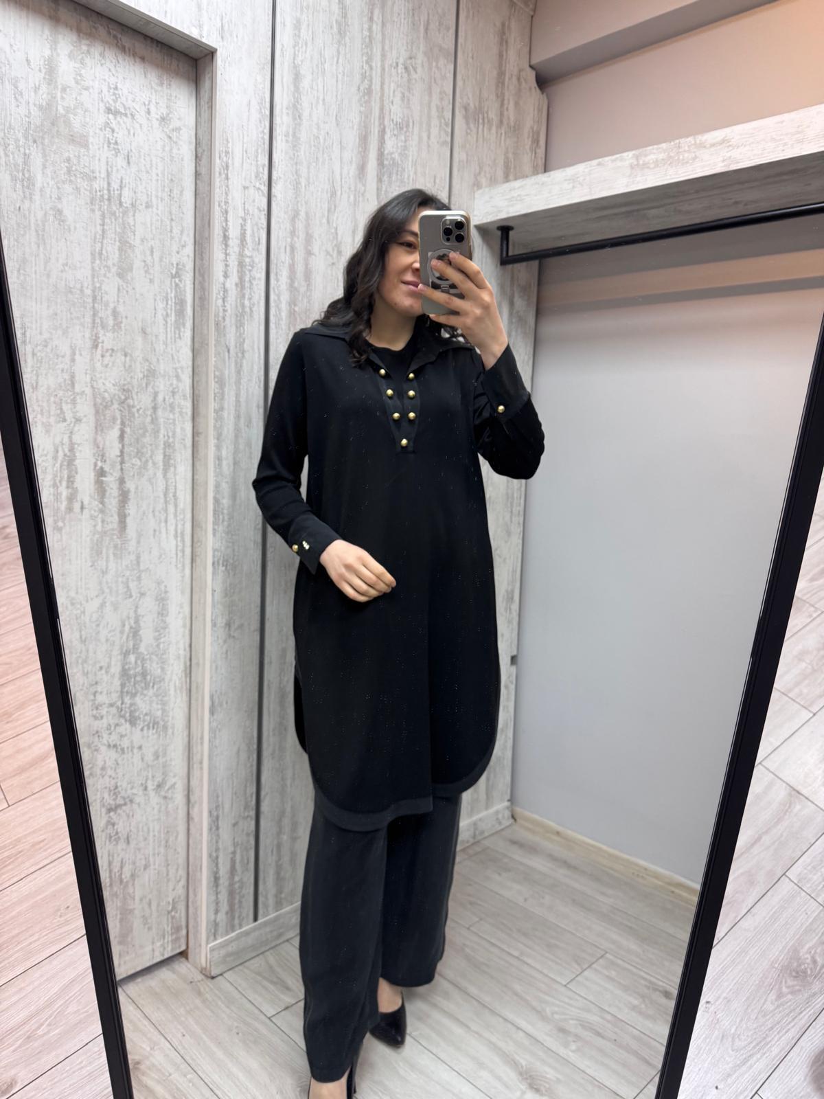 Missdalida 6016 Black Merserize Tunik