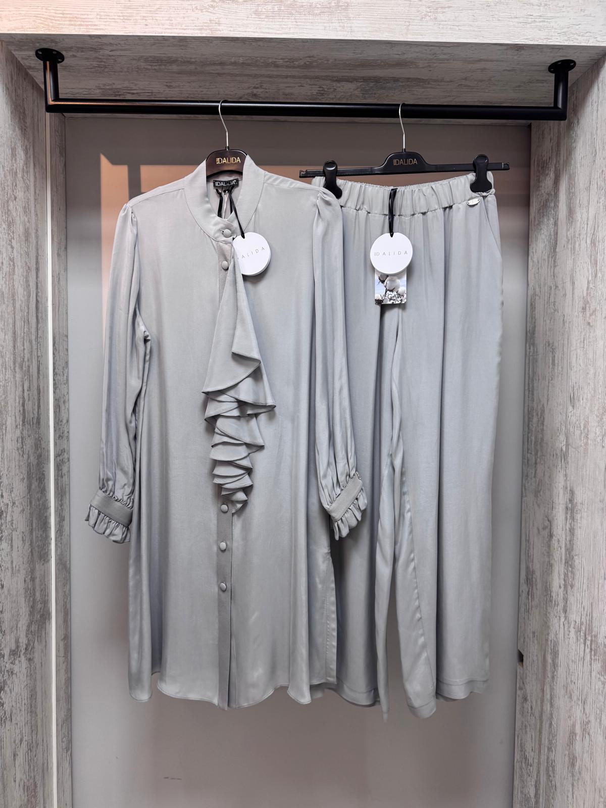 Missdalida 6029 Grey İpek Gömlek 