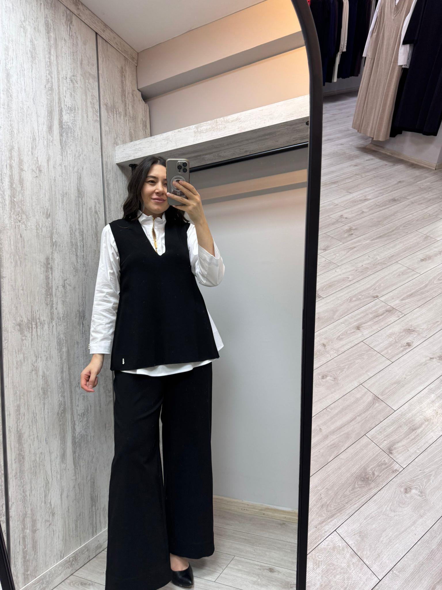 Missdalida 7007 Black Bol Paça Kumaş Pantolon